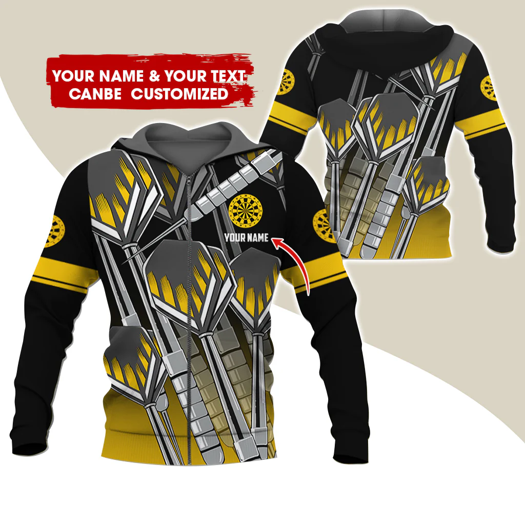 Customized Name Darts Premium Zip Hoodie, Custom Dartboard Team Zip Hoodie For Men & Women - Gift For Darts Lovers, Darts Players - Image 4