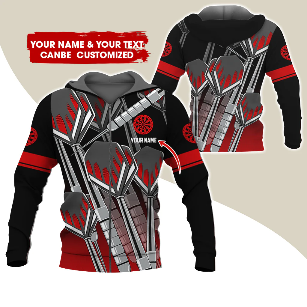 Customized Name Darts Premium Zip Hoodie, Custom Dartboard Team Zip Hoodie For Men & Women - Gift For Darts Lovers, Darts Players - Image 5