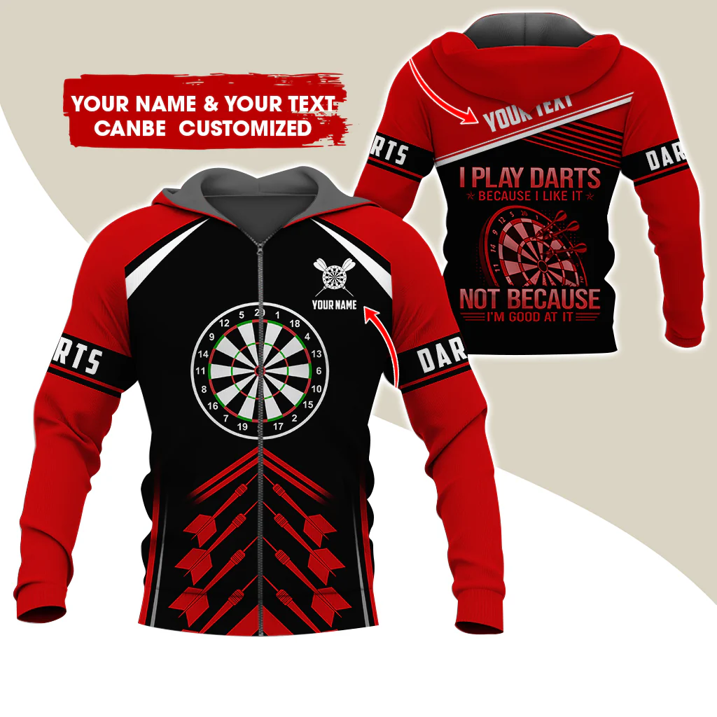 Customized Name Darts Premium Zip Hoodie, Personalized I Play Darts Zip Hoodie For Men & Women - Gift For Darts Lovers, Darts Players