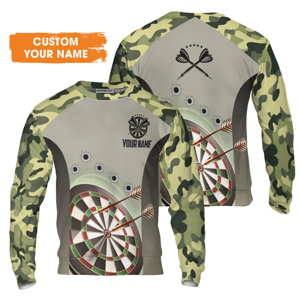 Customized Name Darts Sweater, Camo Pattern Personalized Darts Sweater - Perfect Gift For Darts Lovers - Image 3