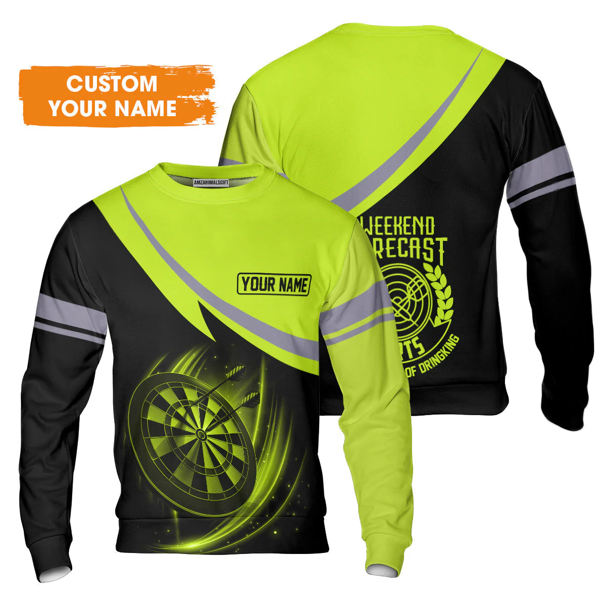 Customized Name Darts Sweater, Personalized Name Weekend Forecast Darts Sweater - Gift For Darts Lovers - Image 3