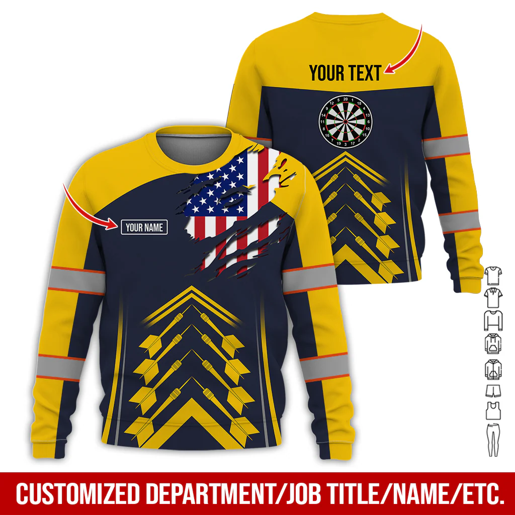 Customized Name Darts Sweatshirt, American Flag Pattern Sweatshirt For Men & Women, Perfect Gift For Darts Lovers, Friend, Family - Image 5
