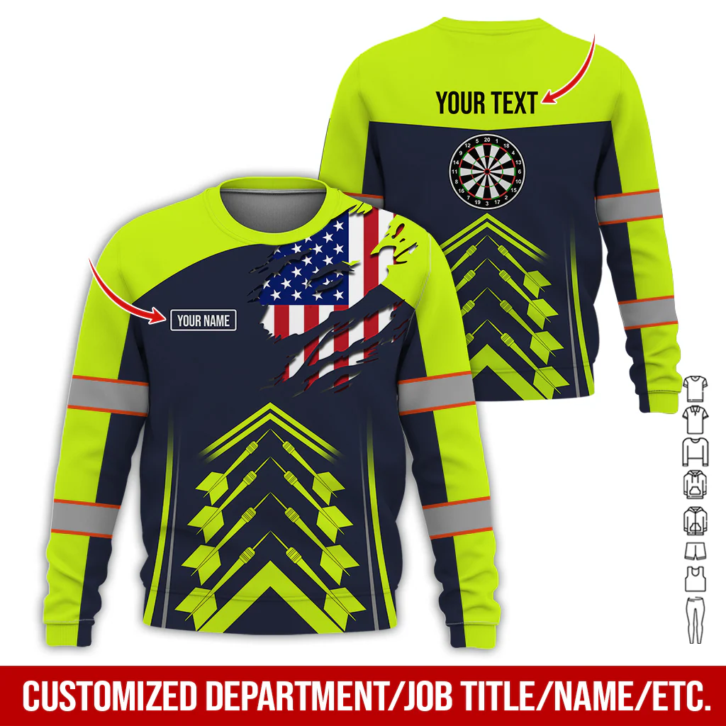 Customized Name Darts Sweatshirt, American Flag Pattern Sweatshirt For Men & Women, Perfect Gift For Darts Lovers, Friend, Family - Image 6