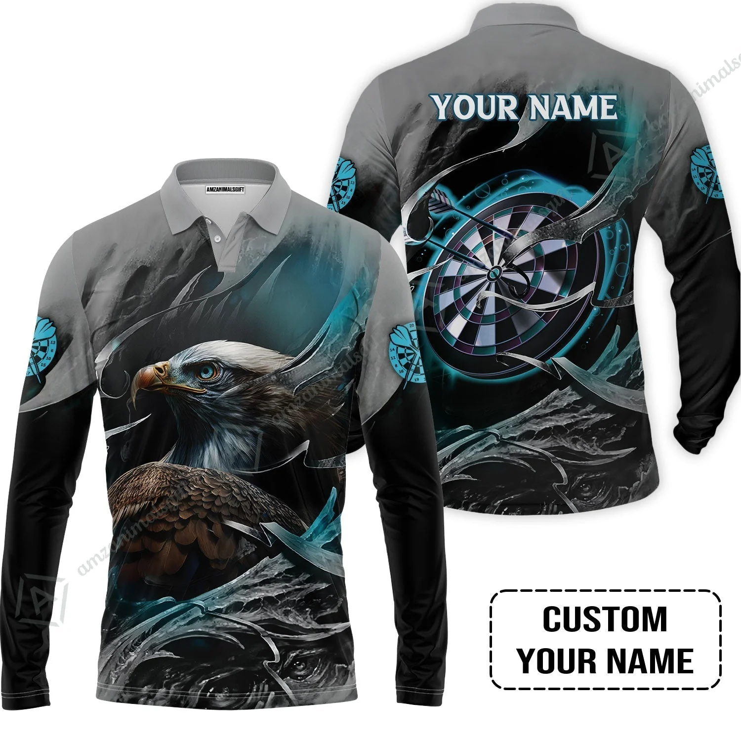 Customized Name Darts Sweatshirt, Bullseye Dartboard Personalized Eagle And Darts Sweatshirt - Image 5