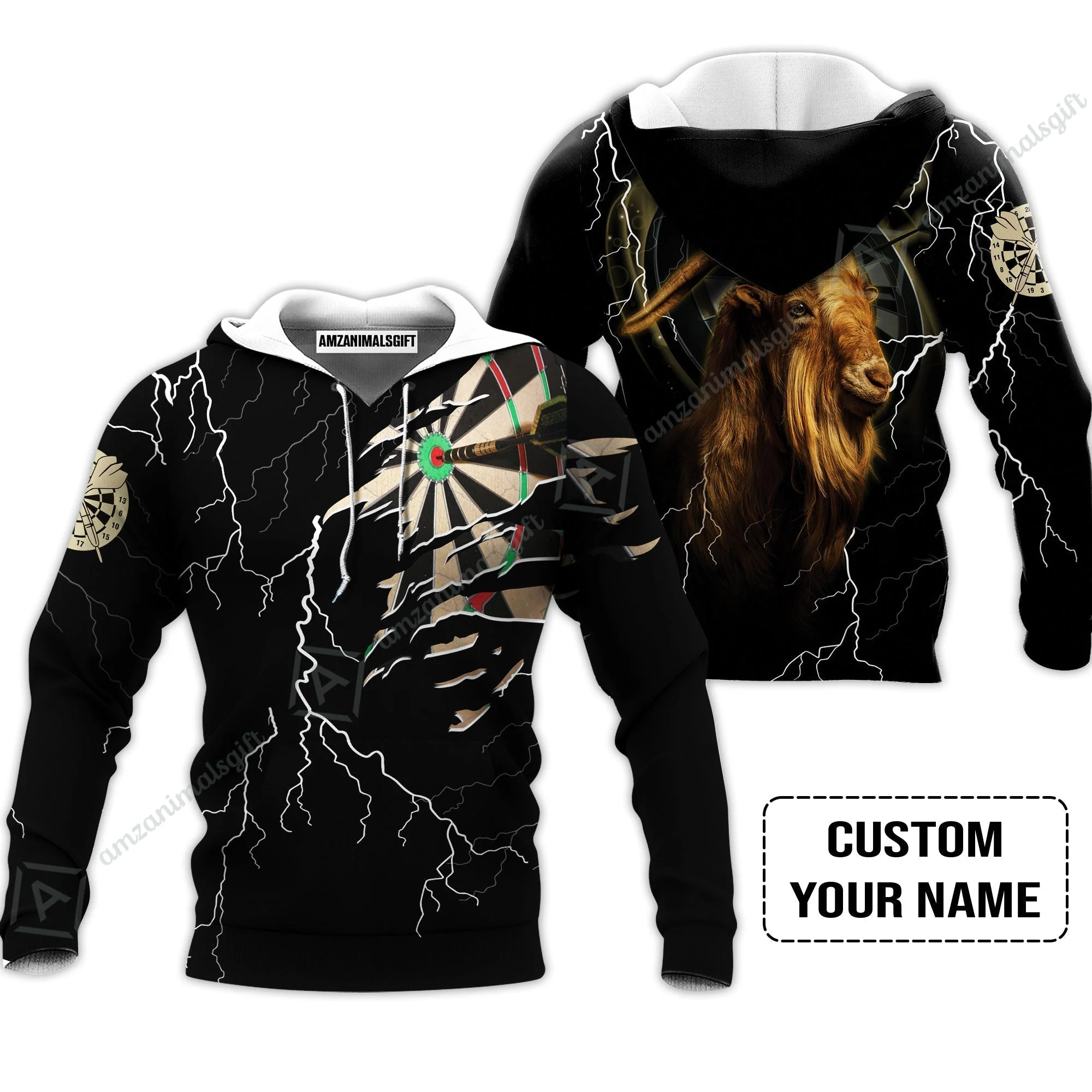 Customized Name Darts Sweatshirt, Bullseye Dartboard Personalized Goat And Darts Sweatshirt - Image 3