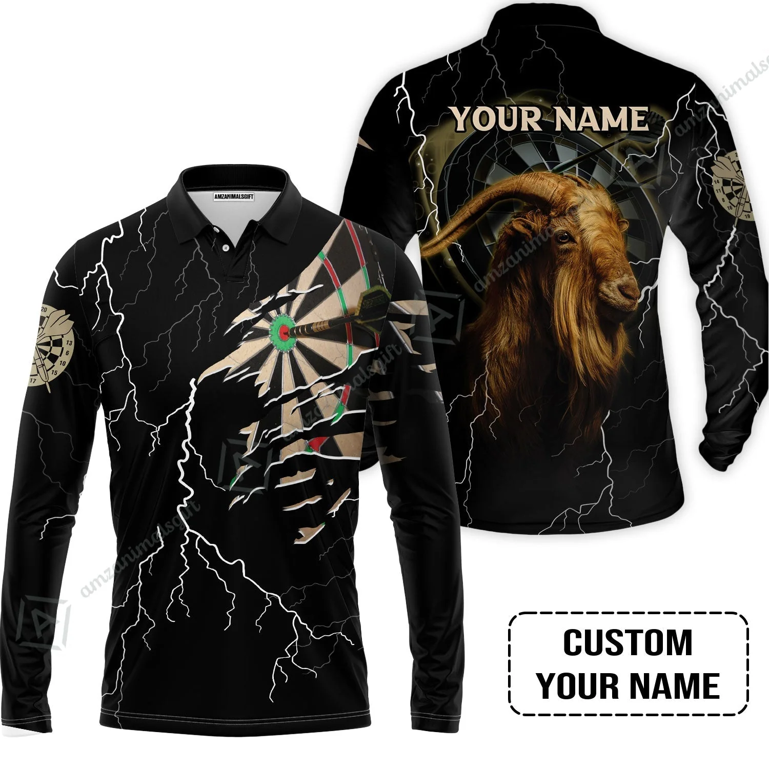 Customized Name Darts Sweatshirt, Bullseye Dartboard Personalized Goat And Darts Sweatshirt - Image 5