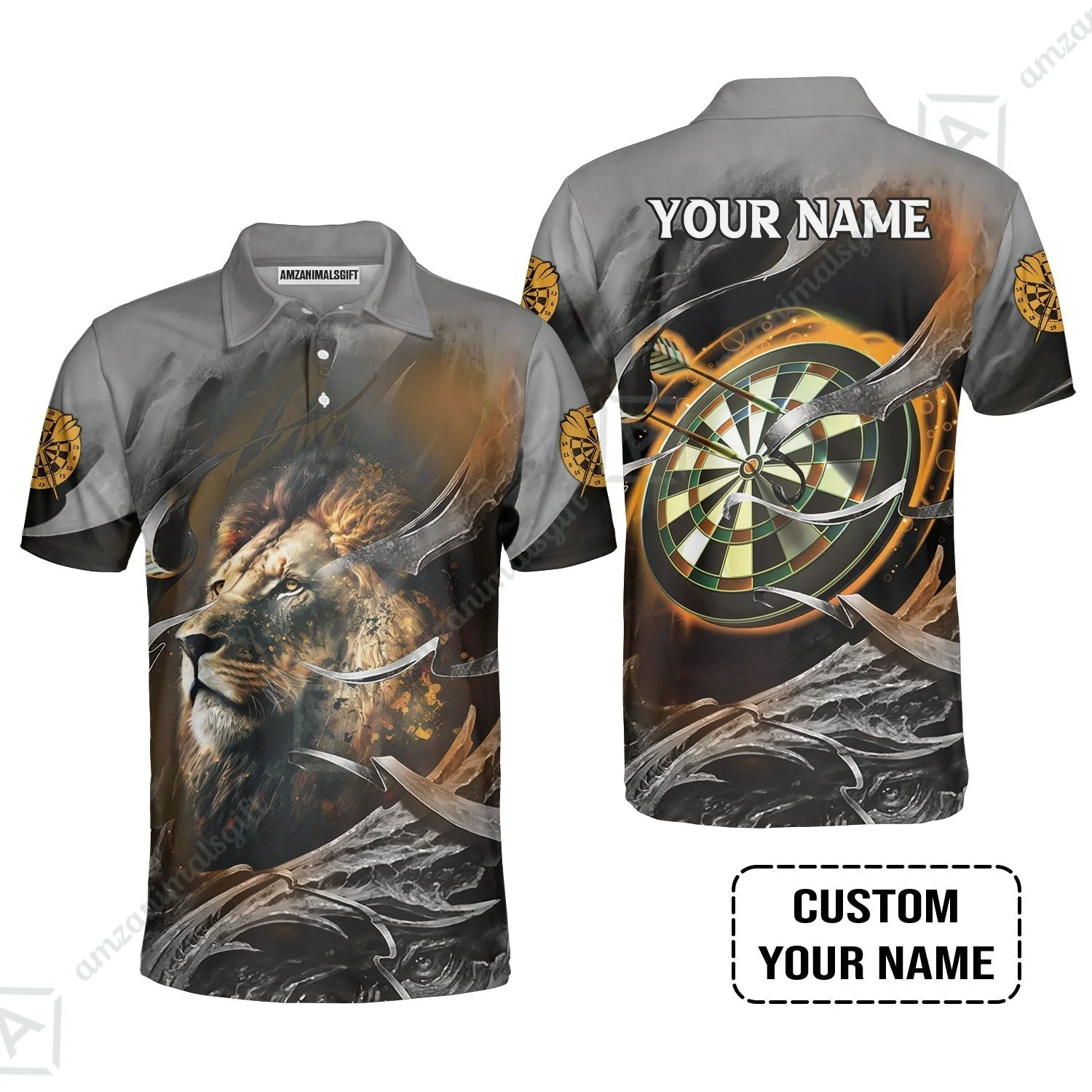Customized Name Darts Sweatshirt, Bullseye Dartboard Personalized Lion And Darts Sweatshirt - Image 6