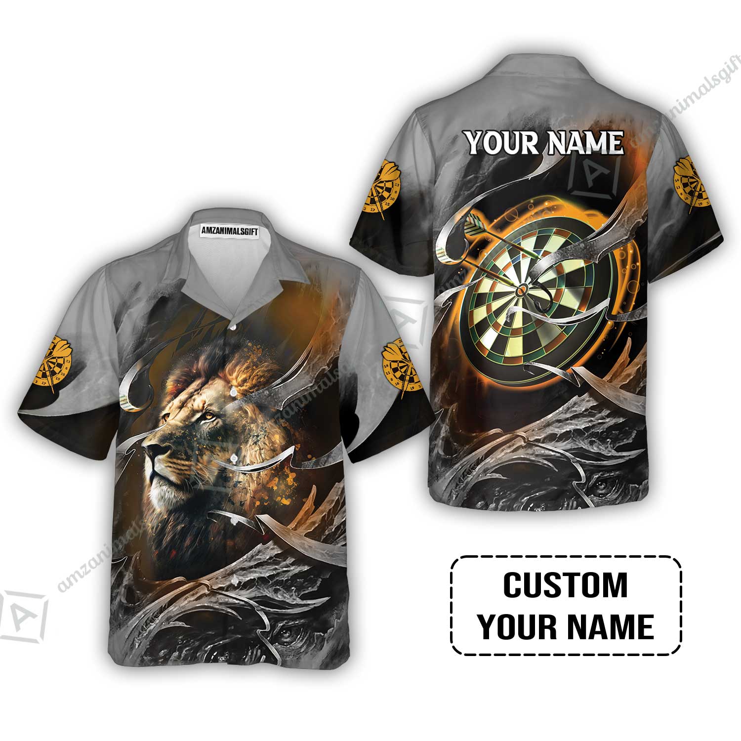 Customized Name Darts Sweatshirt, Bullseye Dartboard Personalized Lion And Darts Sweatshirt - Image 7