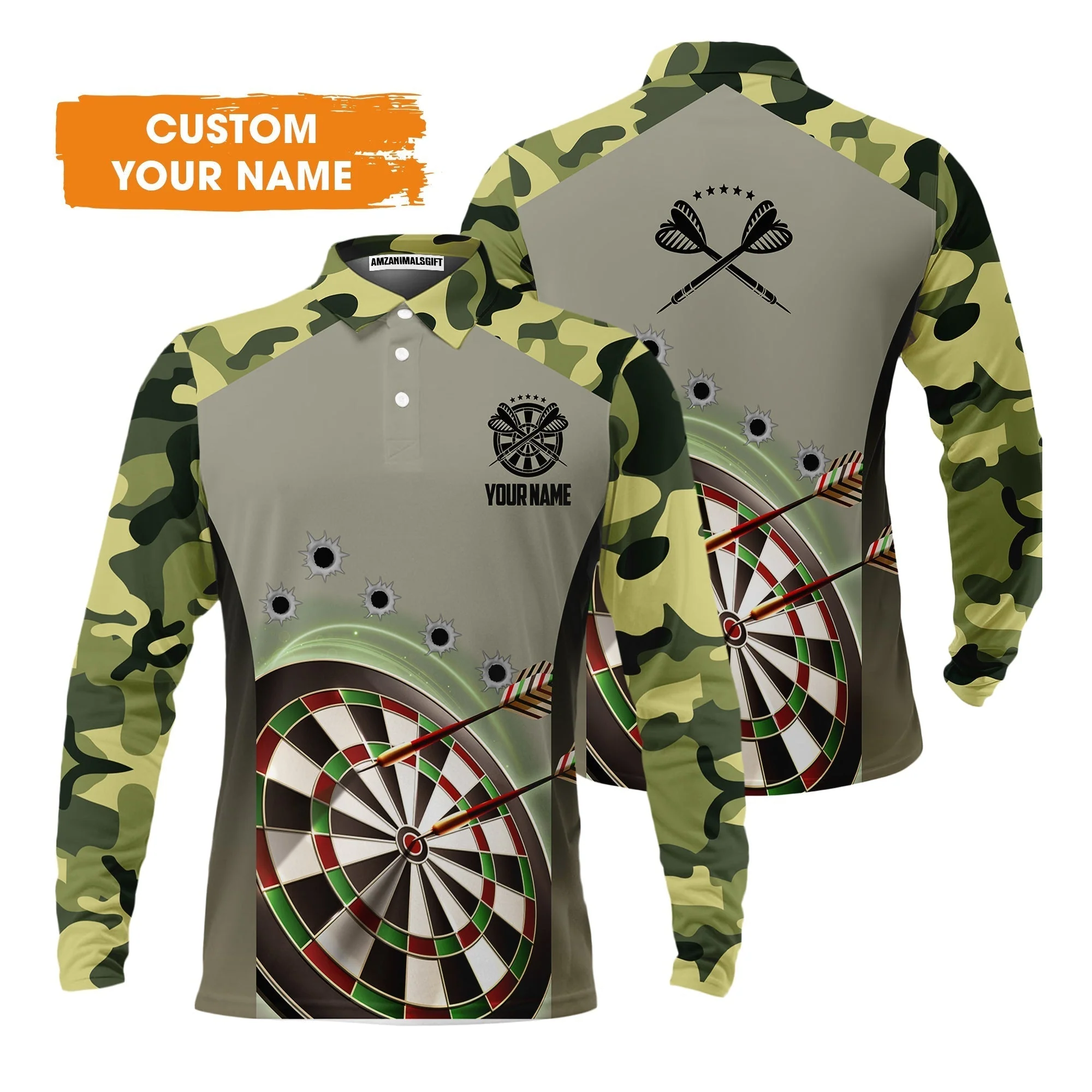 Customized Name Darts Sweatshirt, Camo Pattern Personalized Darts Sweatshirt - Perfect Gift For Darts Lovers - Image 5