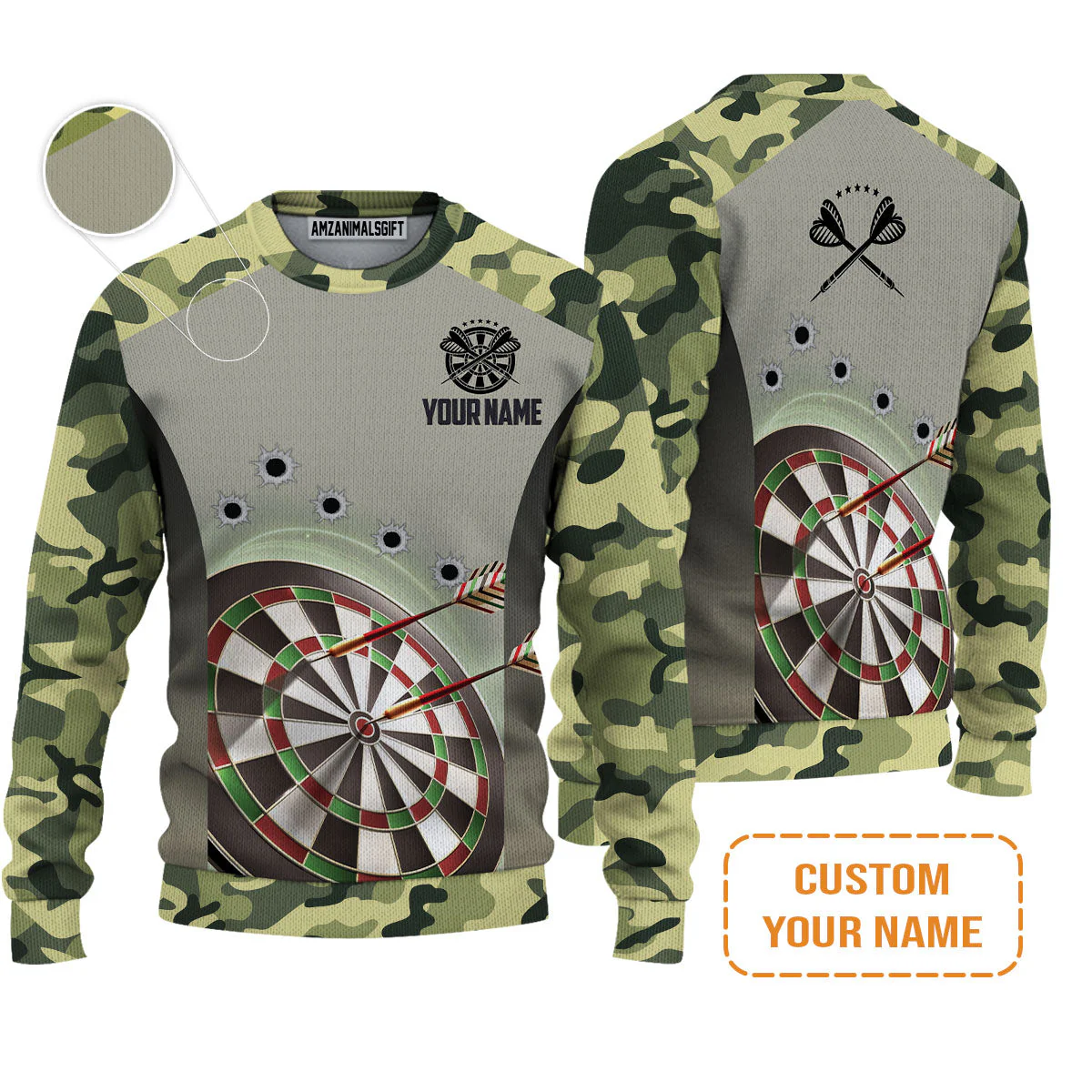 Customized Name Darts Sweatshirt, Camo Pattern Personalized Darts Sweatshirt - Perfect Gift For Darts Lovers - Image 7