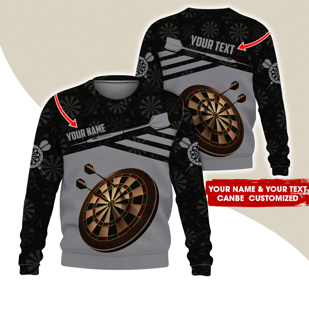 Customized Name Darts Sweatshirt, Custom Name Darts Shirts With Darts Pattern - Gift For Darts Lovers, Friend, Family - Image 2