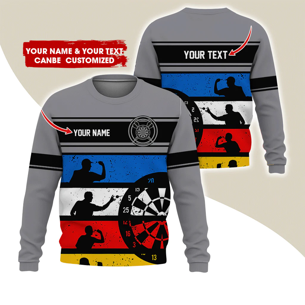 Customized Name Darts Sweatshirt, How To Play Darts Pattern Darts Shirts For Men & Women - Gift For Darts Lovers, Friend, Family - Image 2