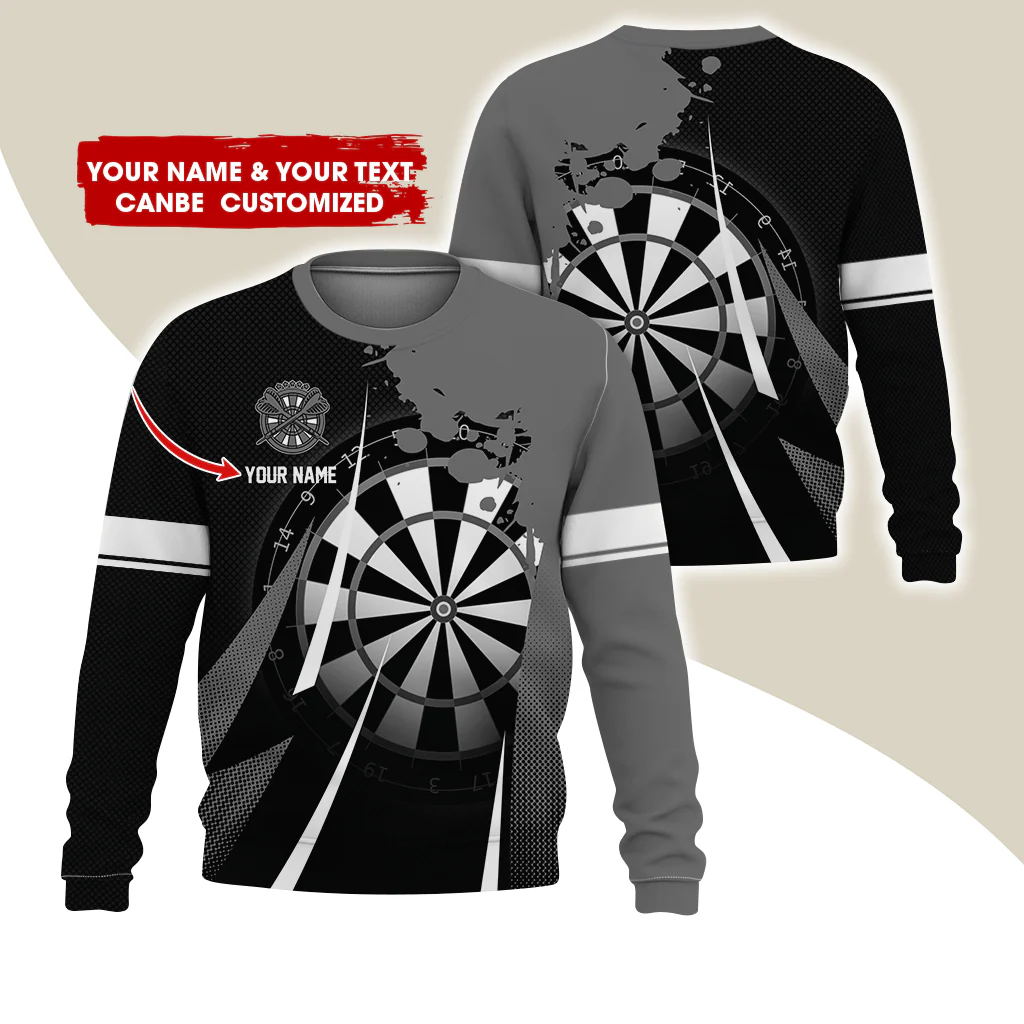 Customized Name Darts Sweatshirt, Ink Spill Pattern Darts Shirts For Men & Women - Gift For Darts Lovers, Friend, Family - Image 2