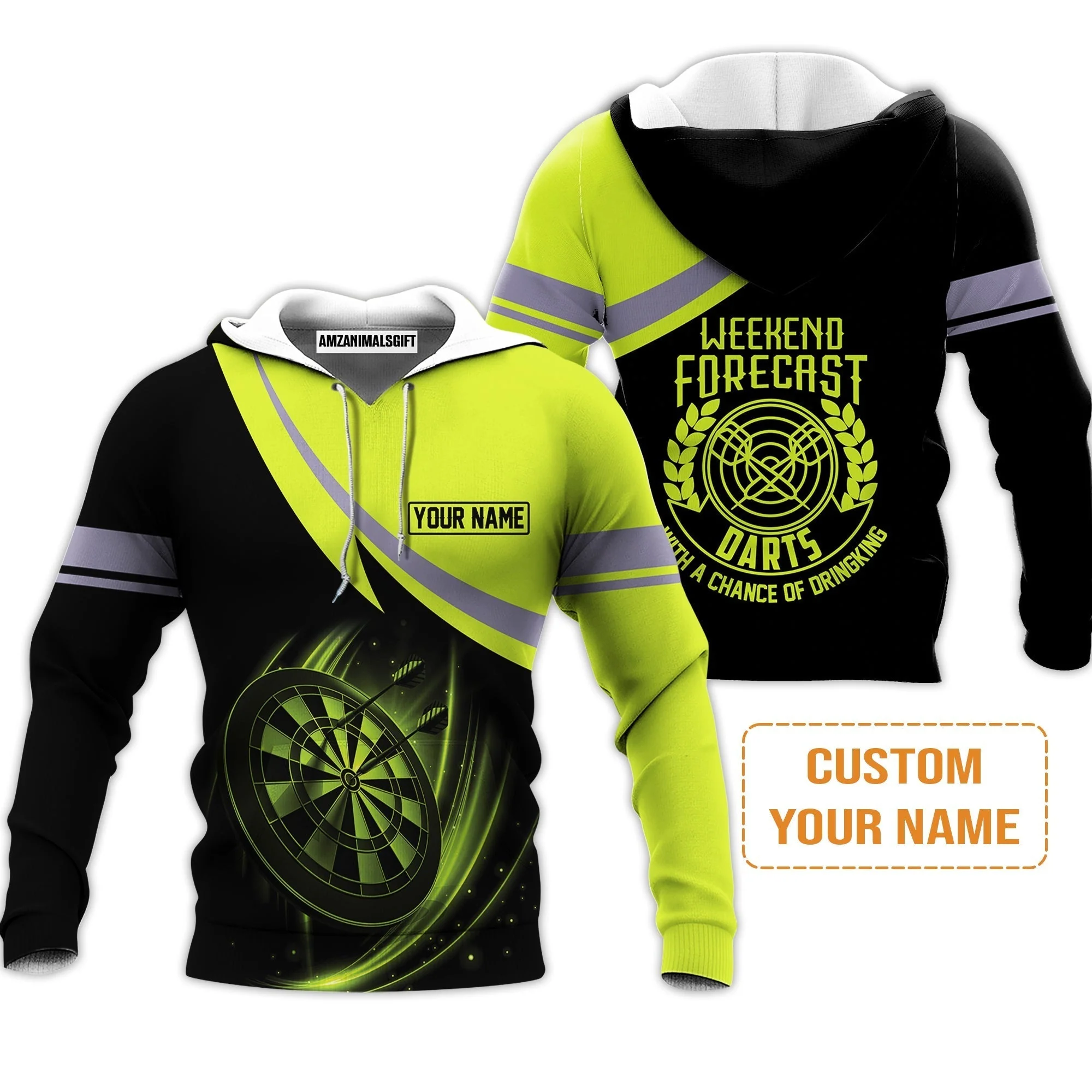 Customized Name Darts Sweatshirt, Personalized Name Weekend Forecast Darts Sweatshirt - Gift For Darts Lovers - Image 3