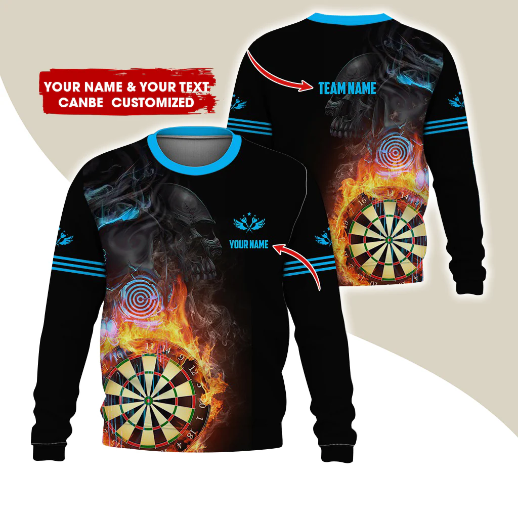 Customized Name Darts Sweatshirt, Personalized Skull Dartboard Flame Sweatshirt For Men & Women - Gift For Darts Lovers, Darts Players - Image 12