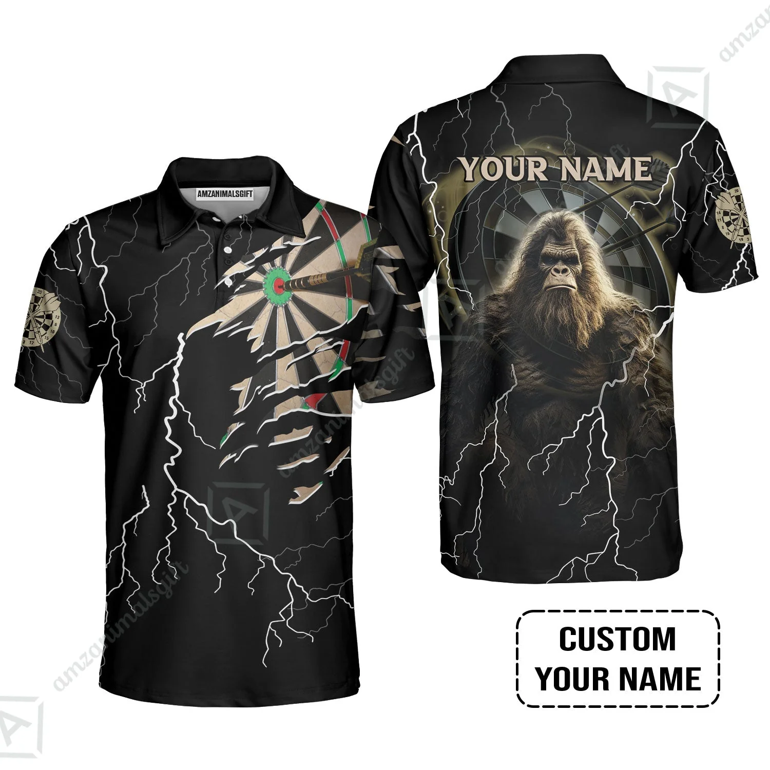 Customized Name Darts T-Shirt, Bullseye Dartboard Personalized Bigfoot And Darts T-Shirt - Image 8