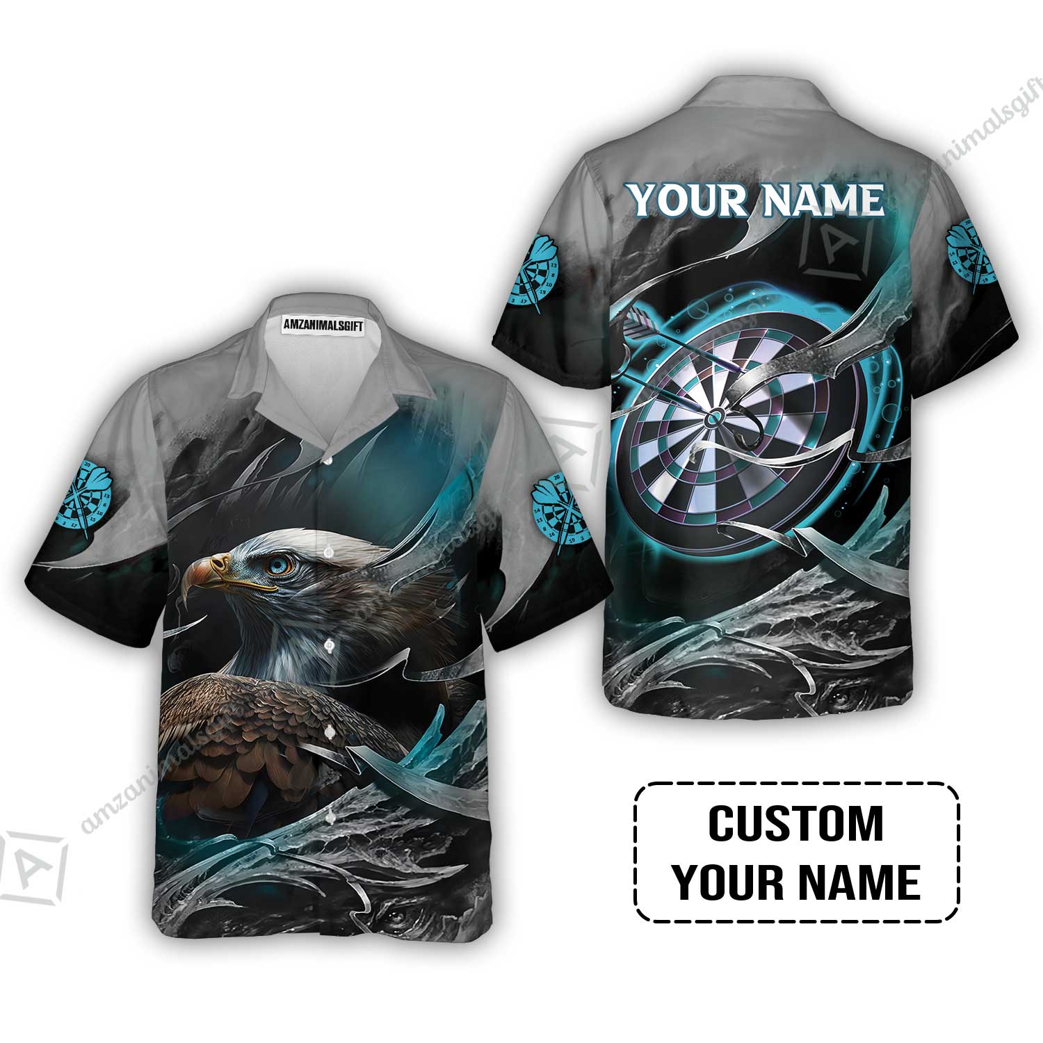 Customized Name Darts T-Shirt, Bullseye Dartboard Personalized Eagle And Darts T-Shirt - Image 3