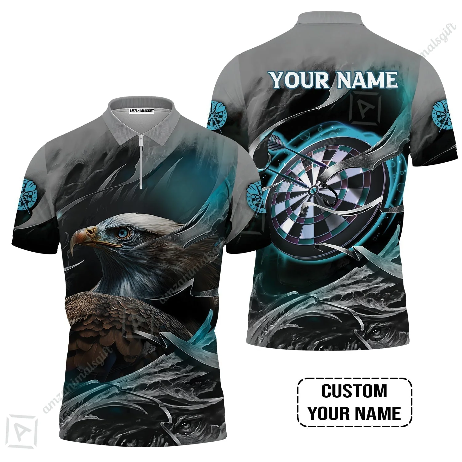 Customized Name Darts T-Shirt, Bullseye Dartboard Personalized Eagle And Darts T-Shirt - Image 6