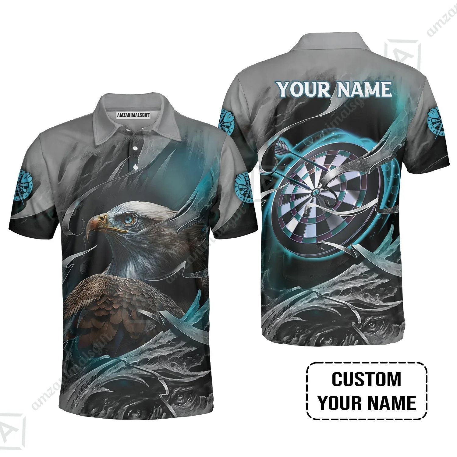 Customized Name Darts T-Shirt, Bullseye Dartboard Personalized Eagle And Darts T-Shirt - Image 8