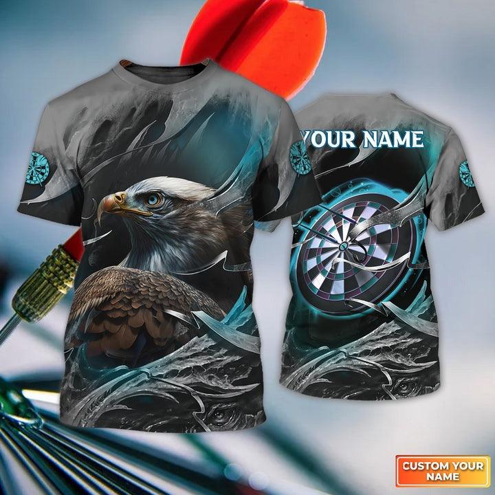 Customized Name Darts T Shirt, Bullseye Dartboard Personalized Eagle And Darts T Shirt For Men - Perfect Gift For Darts Lovers, Darts Players