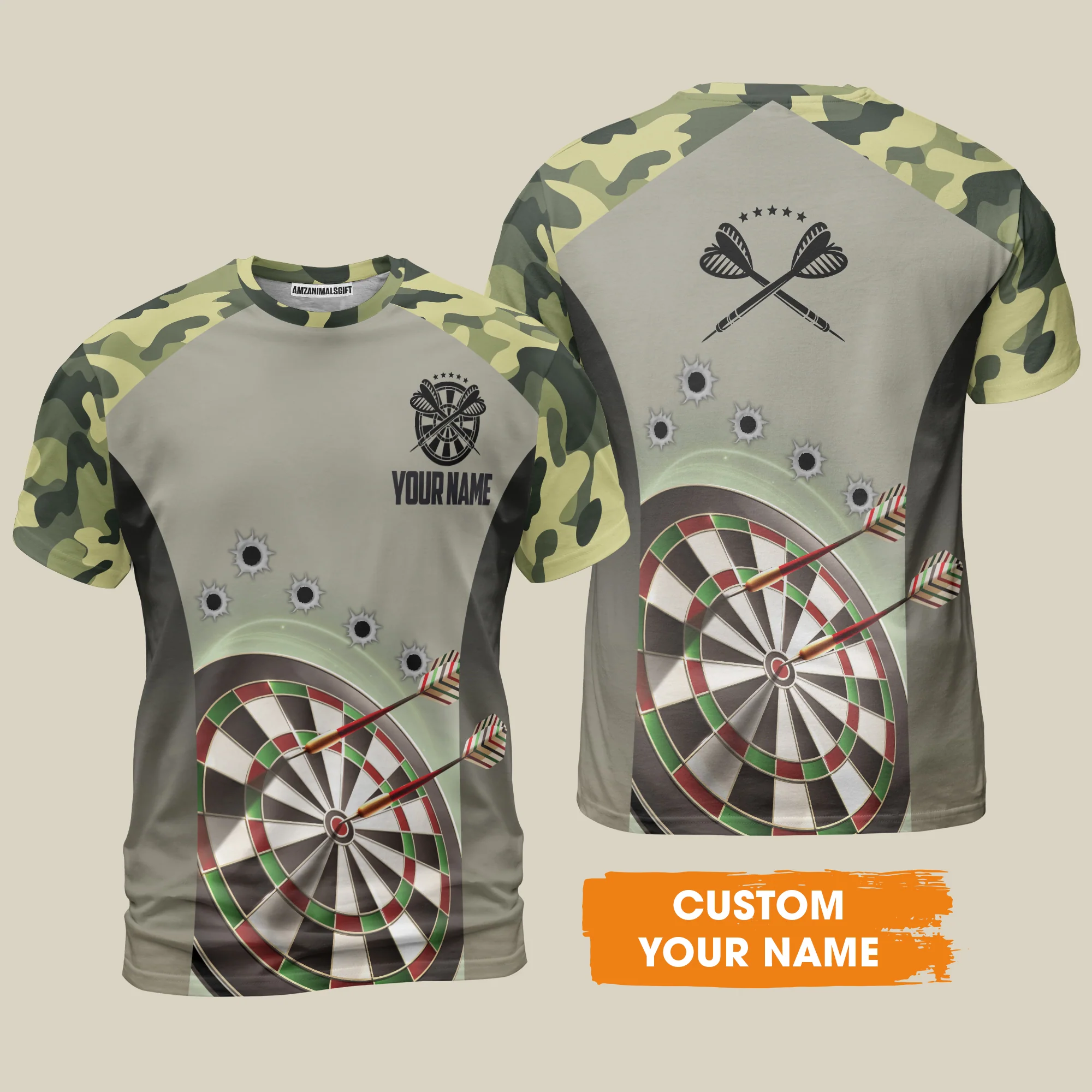 Customized Name Darts T-Shirt, Camo Pattern Personalized Darts T-Shirt - Perfect Gift For Darts Lovers - Image 2