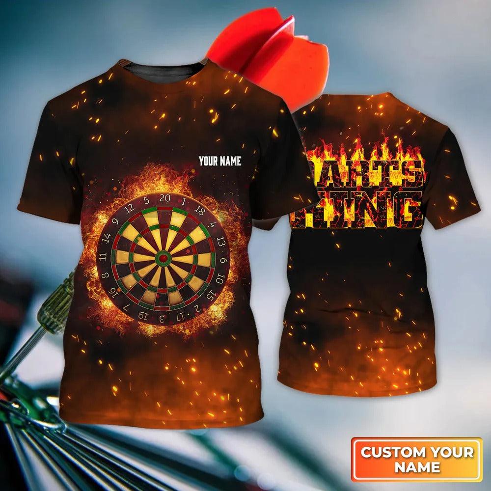 Customized Name Darts T Shirt, Flame Darts King Personalized Name T Shirt For Men - Perfect Gift For Darts Game Lovers, Darts Players