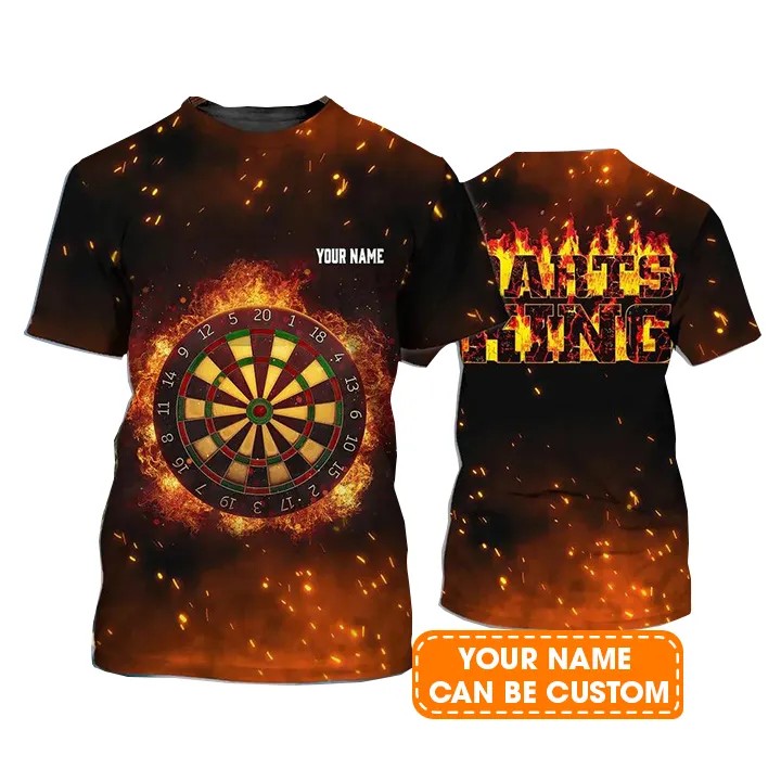 Customized Name Darts T Shirt, Flame Darts King Personalized Name T Shirt For Men - Perfect Gift For Darts Game Lovers, Darts Players - Image 2