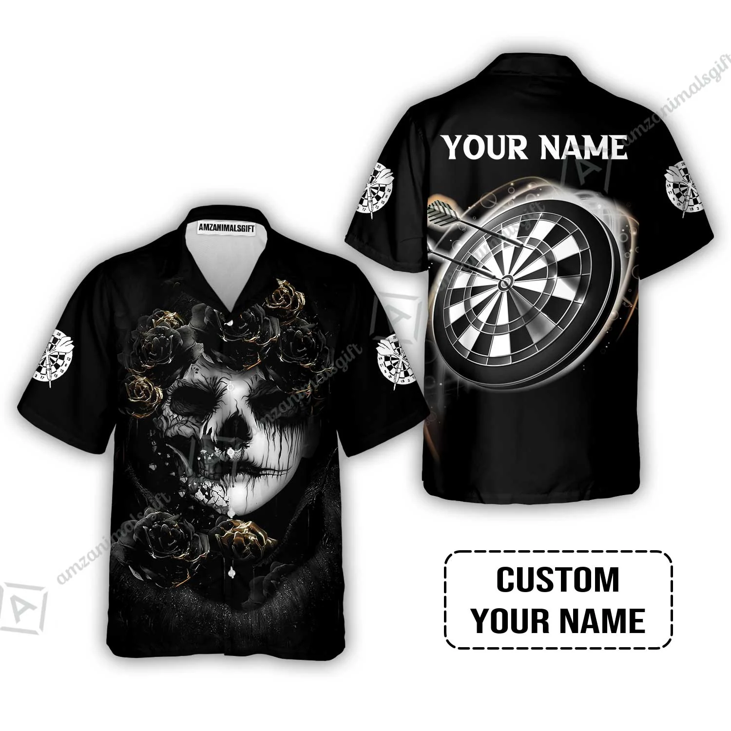 Customized Name Darts Sweatshirt, Flower Skull Girl And Dartboard Personalized Sweatshirt - Image 8