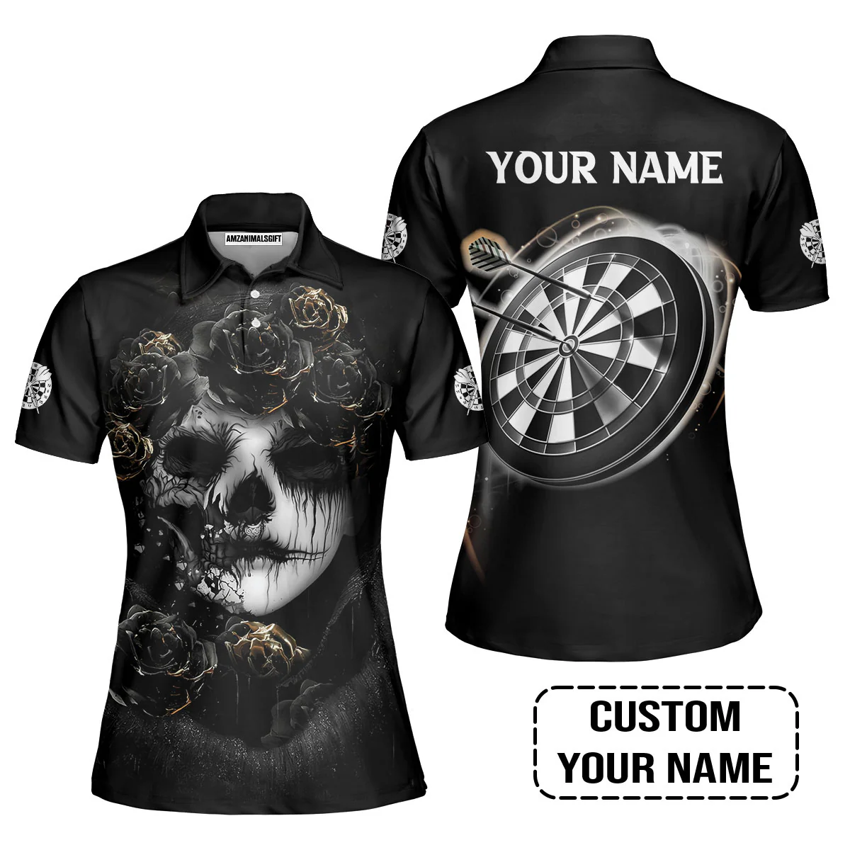 Customized Name Darts Sweatshirt, Flower Skull Girl And Dartboard Personalized Sweatshirt - Image 7