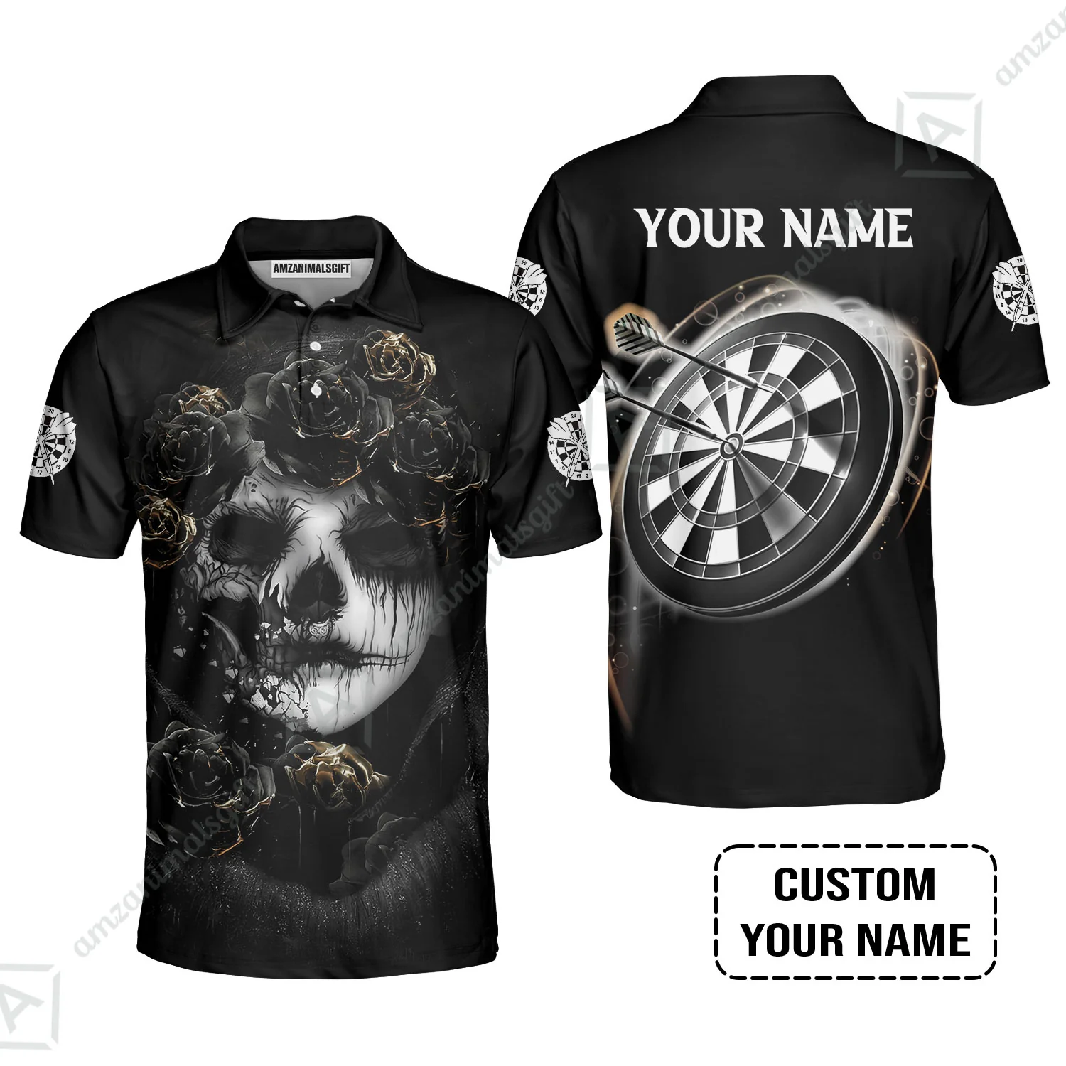Customized Name Darts Sweatshirt, Flower Skull Girl And Dartboard Personalized Sweatshirt - Image 6