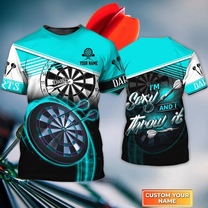 Customized Name Darts T Shirt, I'm Sexy And I Throw It Personalized T Shirt For Men - Gift For Darts Lovers, Darts Player, Dart Team