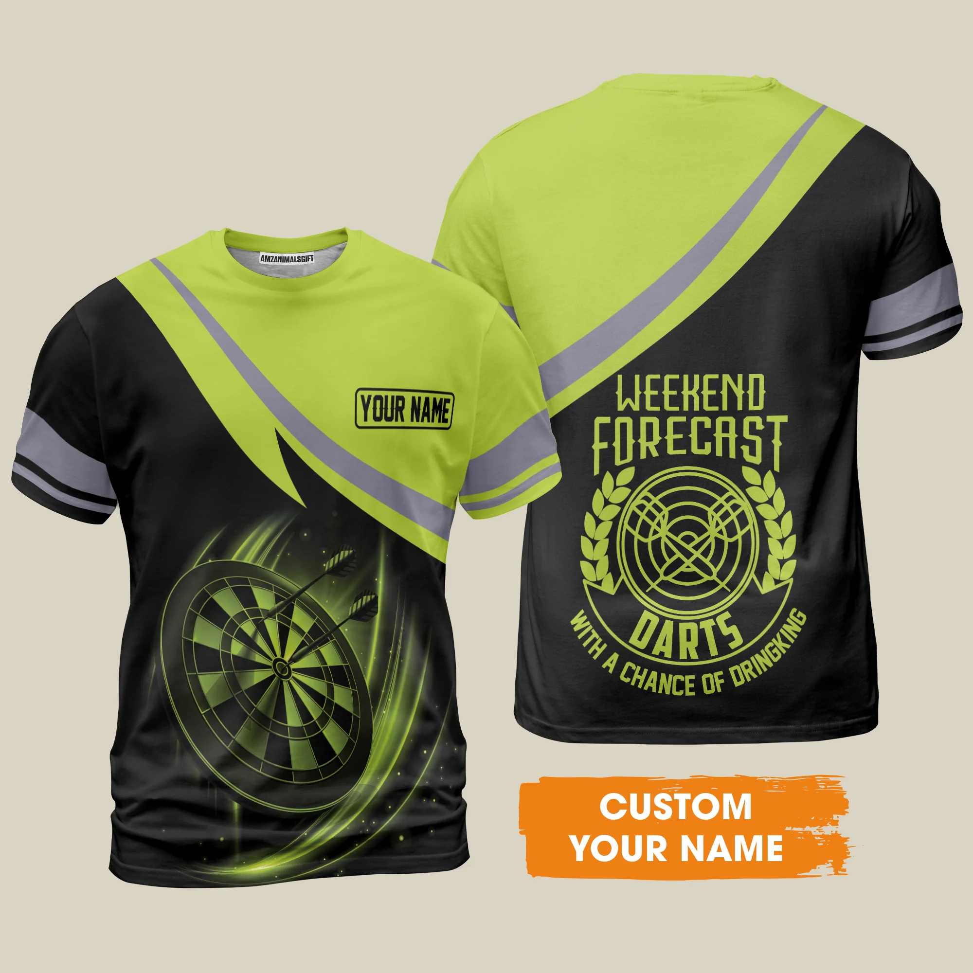 Customized Name Darts T-Shirt, Personalized Name Weekend Forecast Darts T-Shirt - Gift For Darts Lovers - Image 2