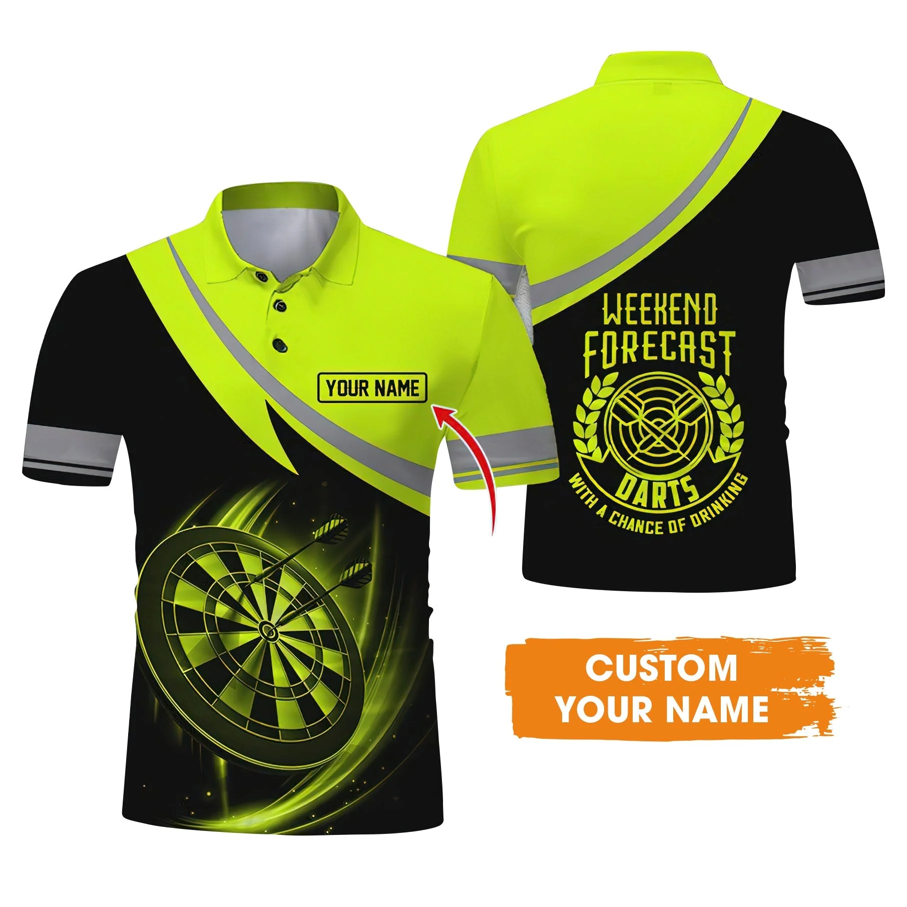 Customized Name Darts T-Shirt, Personalized Name Weekend Forecast Darts T-Shirt - Gift For Darts Lovers - Image 4