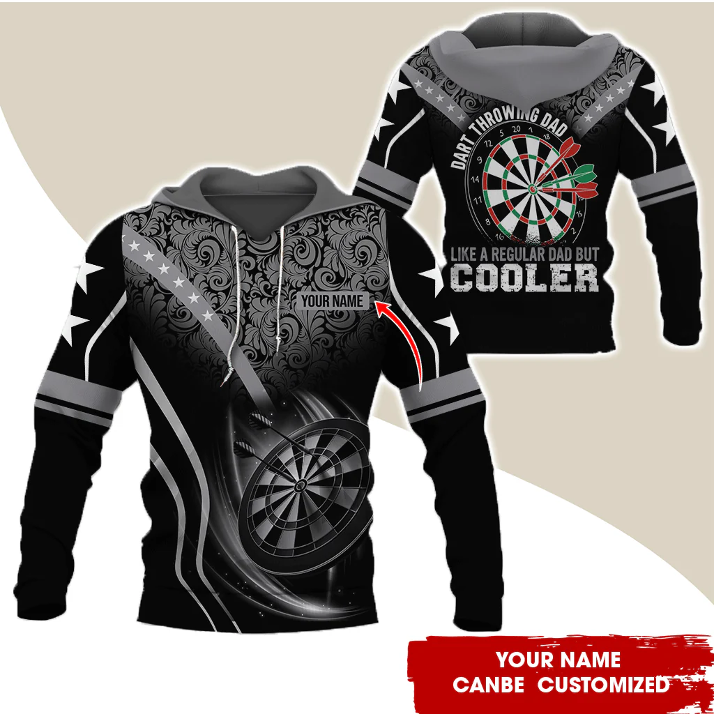 Customized Name Darts Tropical Pattern Hoodie, Like A Regular Dad But Cooler Hoodie, Perfect Gift For Darts Lovers, Darts Player - Image 2