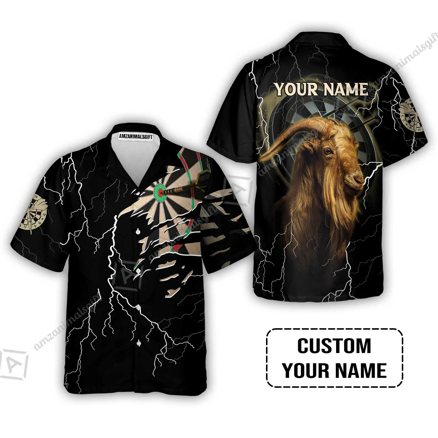 Customized Name Darts Zip Polo Shirt, Bullseye Dartboard Personalized Goat And Darts Zip Polo Shirt - Image 7