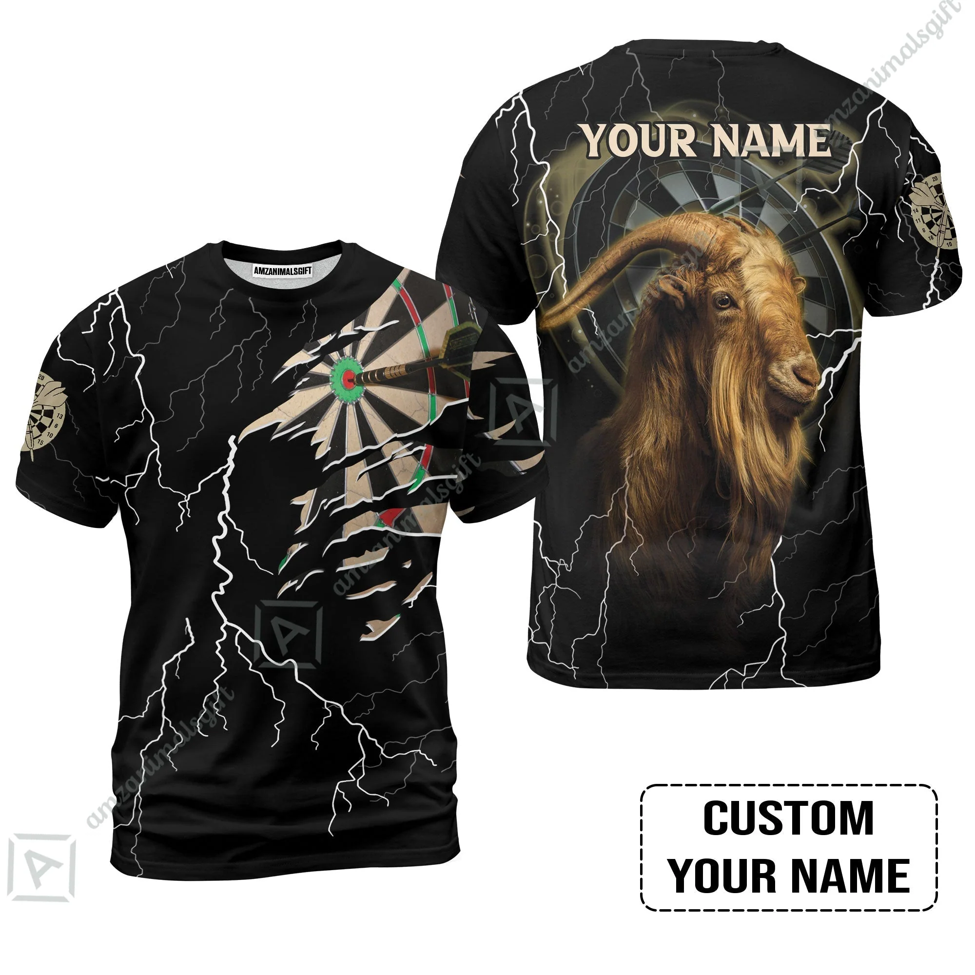 Customized Name Darts Zip Polo Shirt, Bullseye Dartboard Personalized Goat And Darts Zip Polo Shirt - Image 8
