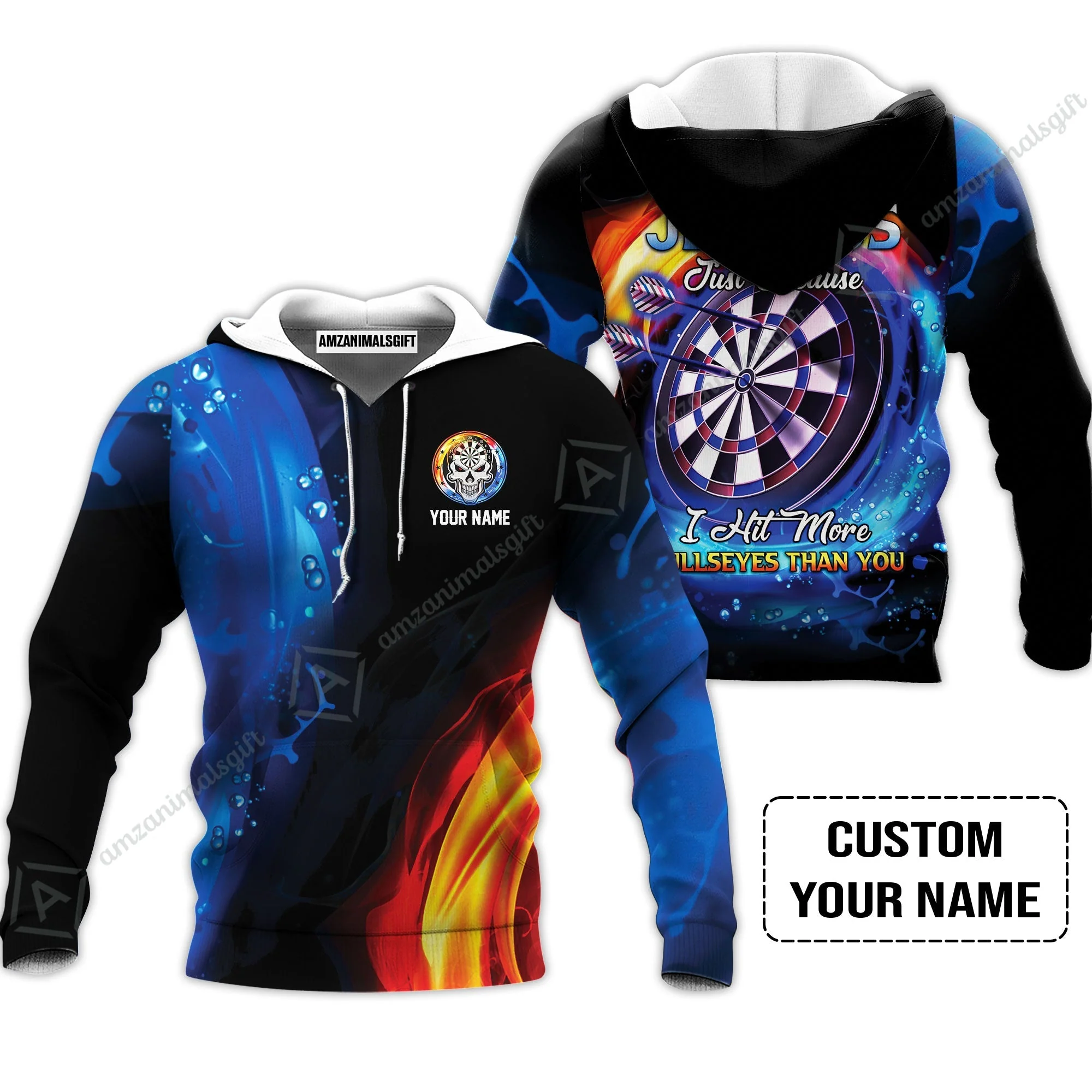 Customized Name Darts Zip Polo Shirt, Don't Be Jealous Personalized Skull Logo And Darts Zip Polo Shirt - Image 5