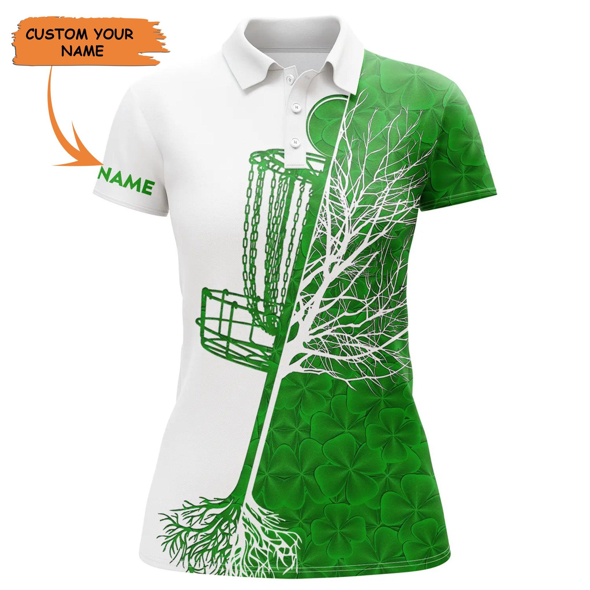Customized Name Disc Golf Women Polo Shirt, Personalized Name Disc Golf Clover St Patrick's Day - Perfect Gift For Disc Golf Lovers, St Patrick's Day