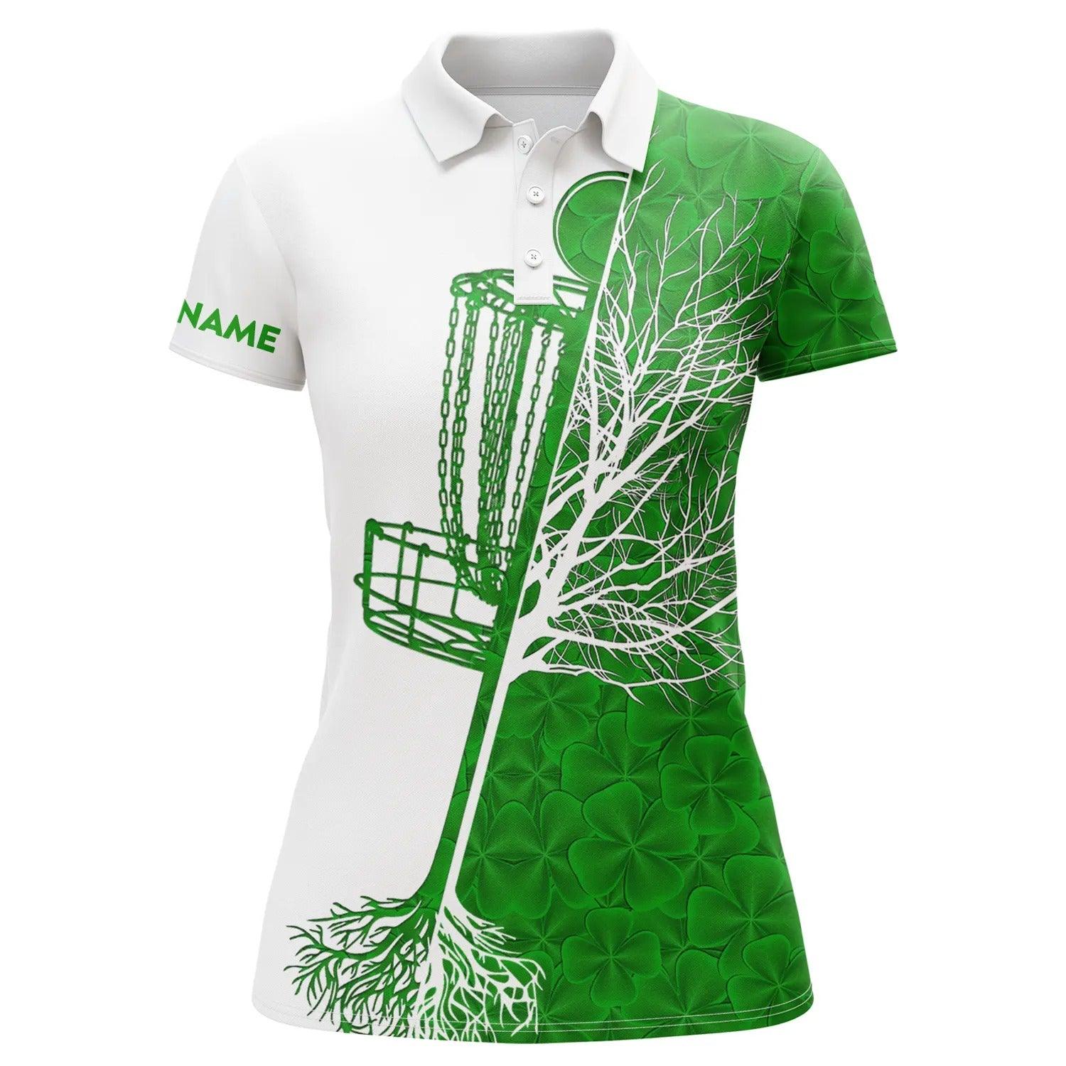 Customized Name Disc Golf Women Polo Shirt, Personalized Name Disc Golf Clover St Patrick's Day - Perfect Gift For Disc Golf Lovers, St Patrick's Day - Image 2