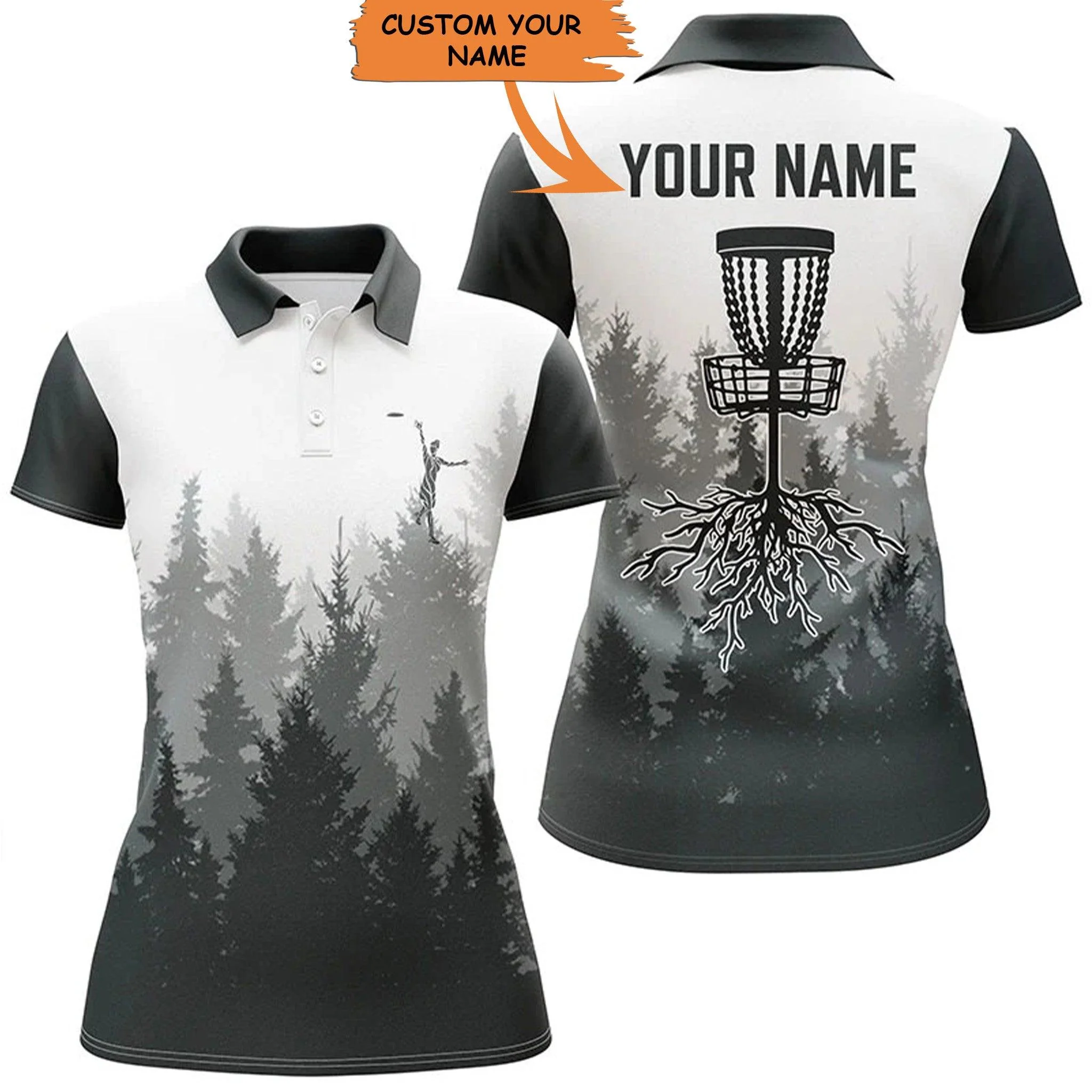 Customized Name Disc Golf Women Polo Shirts, Personalized Name Disc Golf Hole In The Woods Polo Shirts - Perfect Gift For Ladies, Disc Golf Lovers