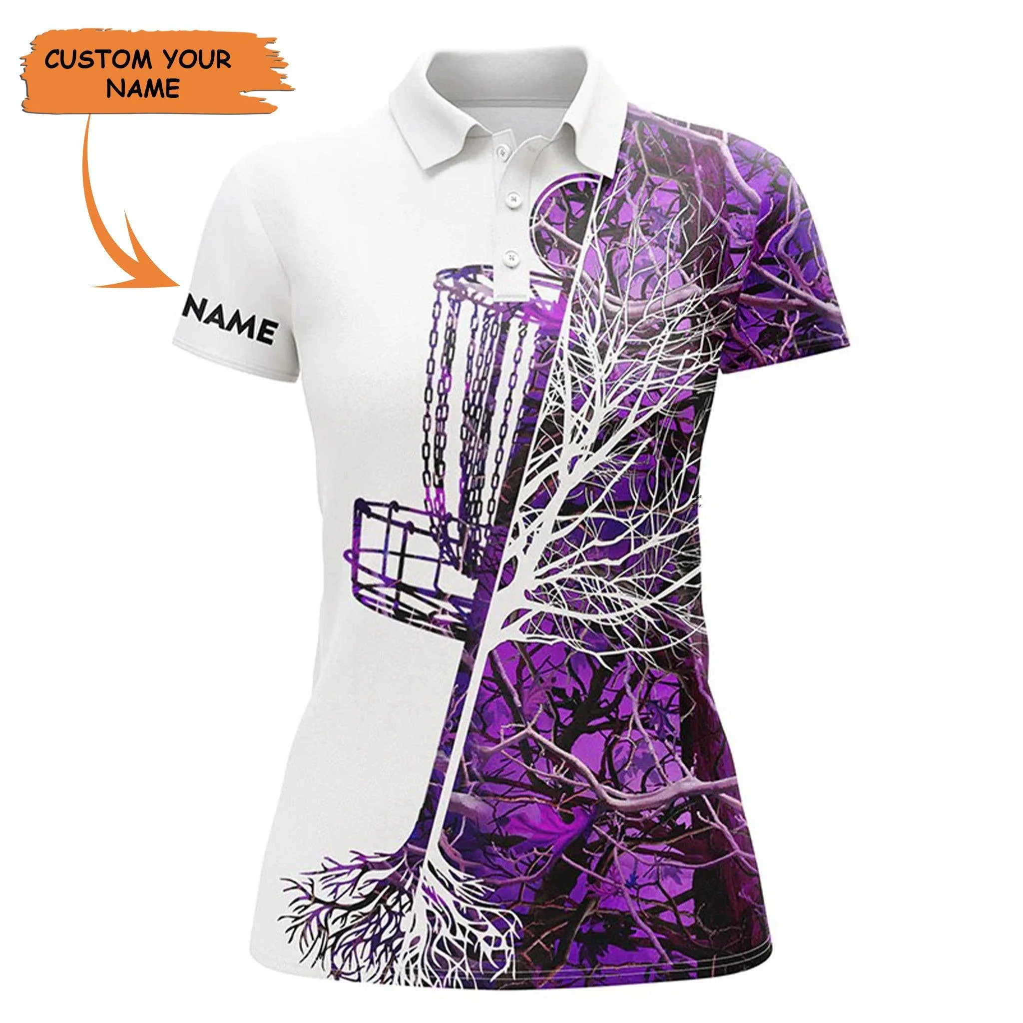 Customized Name Disc Golf Women Polo Shirts, Personalized Name Multi Color Camo Disc Golf Basket Shirts - Perfect Gift For Ladies, Disc Golf Lovers