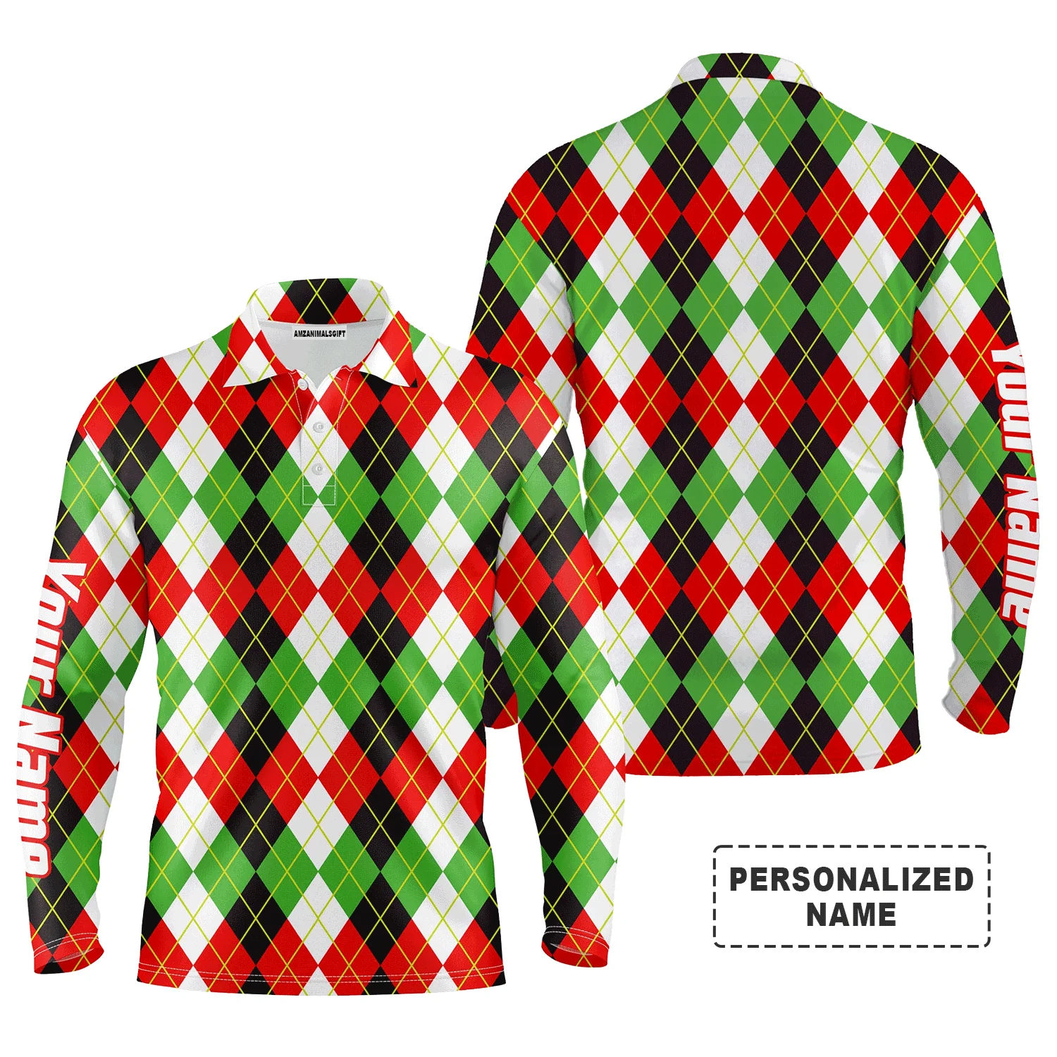 Customized Name Men Polo Shirts, Personalized Christmas Plaid Argyle Pattern Polo Shirts - Perfect Gift For Men, Friends, Family - Image 7