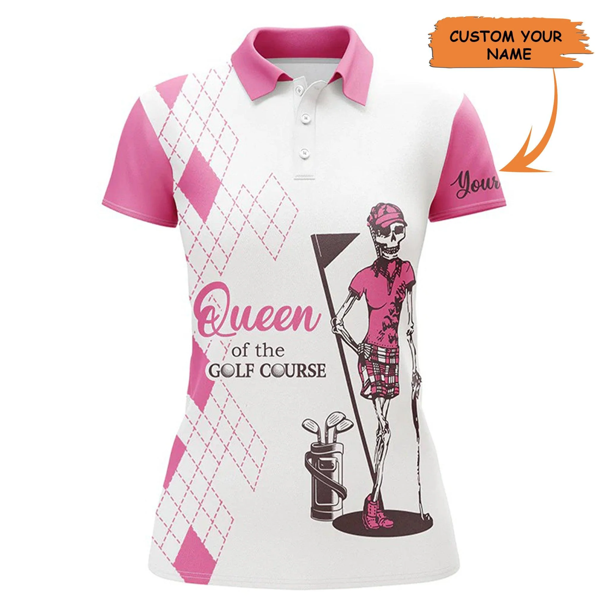 Customized Name Golf Queen Polo Shirts, Personalized Golf Skeleton Women Of The Golf Course Shirts - Perfect Gift For Ladies, Golf Lovers, Golfers