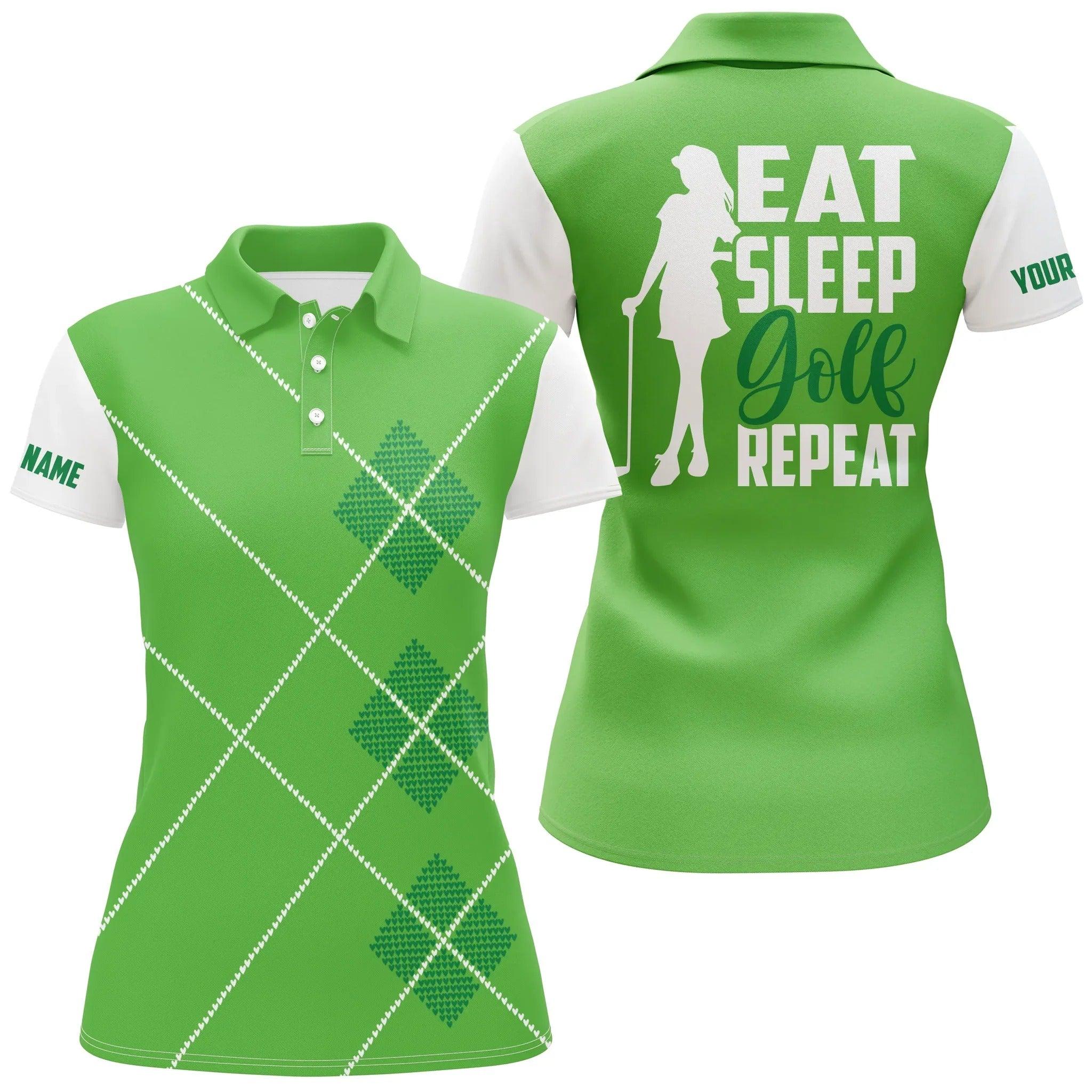 Customized Name Golf Women Polo Shirt, Watercolor American Flag Personalized Swing Swear Repeat Golf - Perfect Gift For Ladies, Golf Lovers, Golfers - Image 2