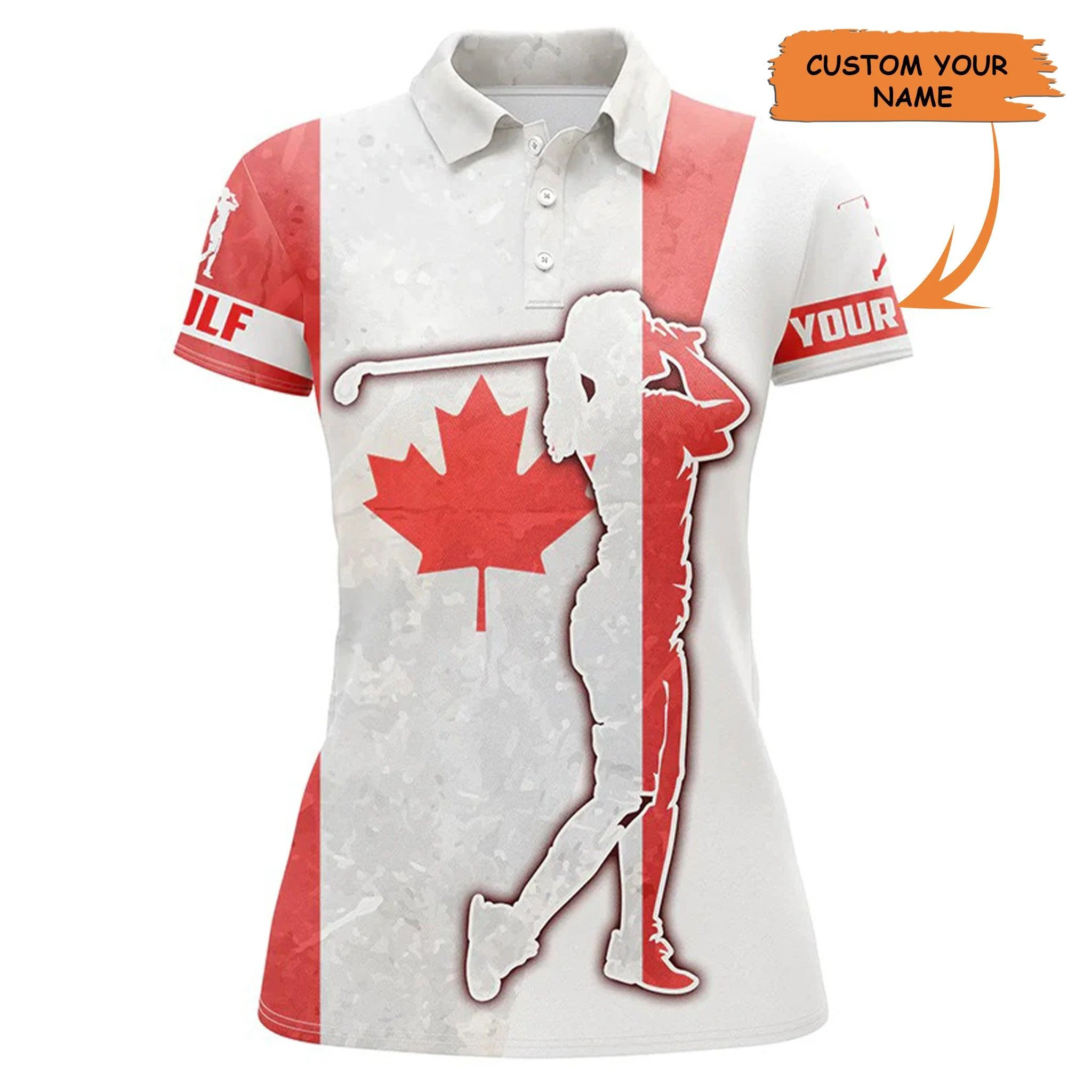 Customized Name Golf Women Polo Shirts, Canadian Flag Patriotic Personalized Golf Player Polo Shirts - Perfect Gift For Ladies, Golfers, Golf Lovers