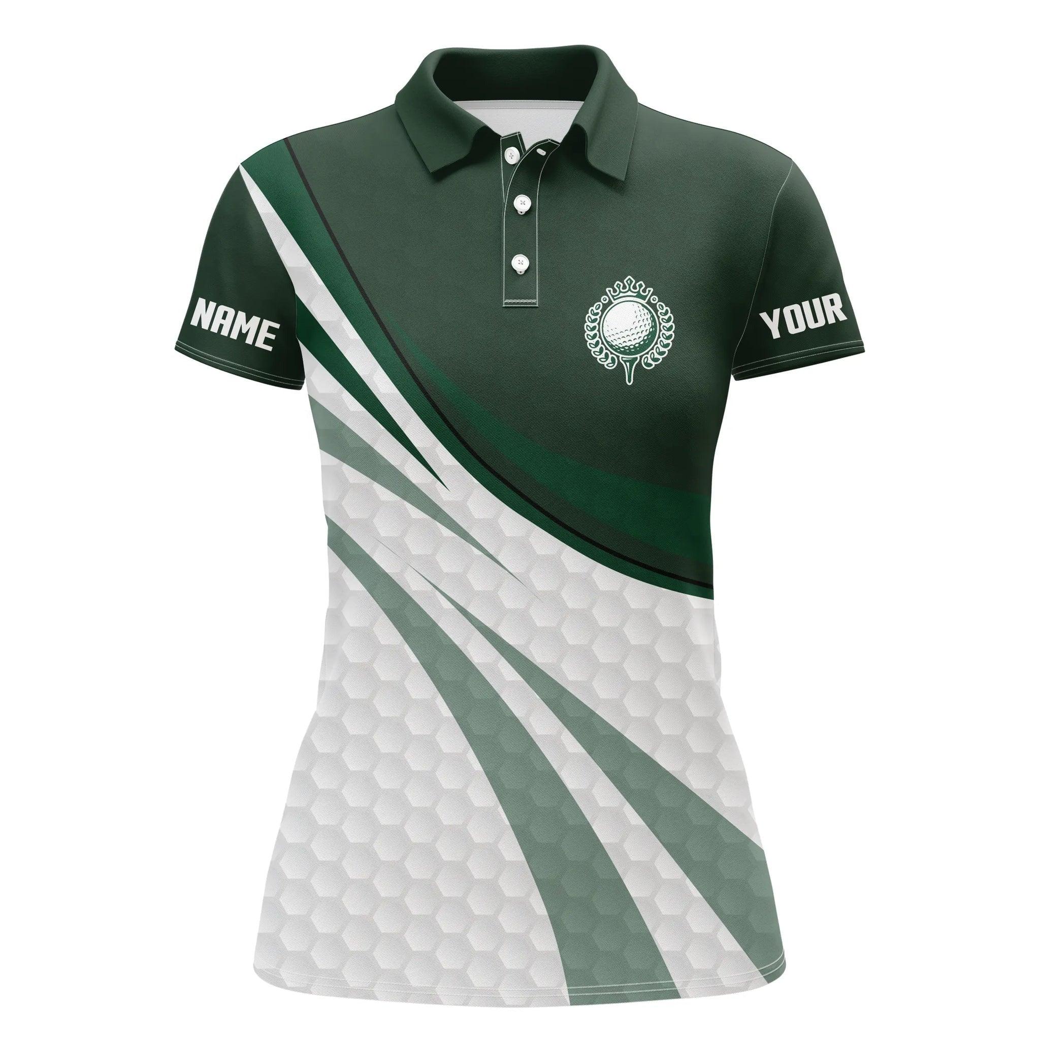 Customized Name Golf Women Polo Shirts, Green And White Golf Shirts Personalized Green Polo Shirts For Ladies - Perfect Gift For Golfers, Golf Lovers - Image 2