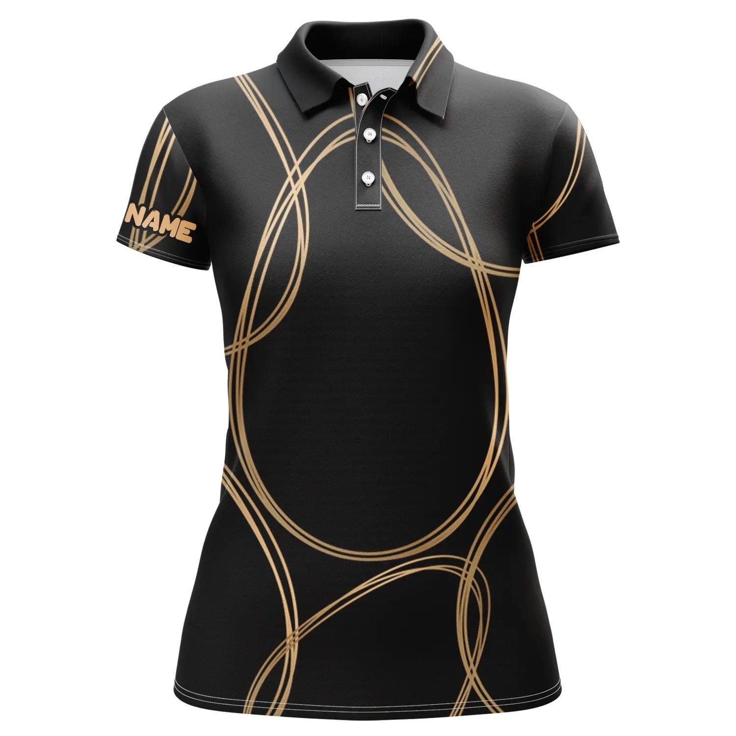 Customized Name Golf Women Polo Shirts, Personalized Black Gold Egg Pattern Shirts, Easter's Day Gifts - Perfect Gift For Ladies, Golfers, Golf Lovers - Image 2