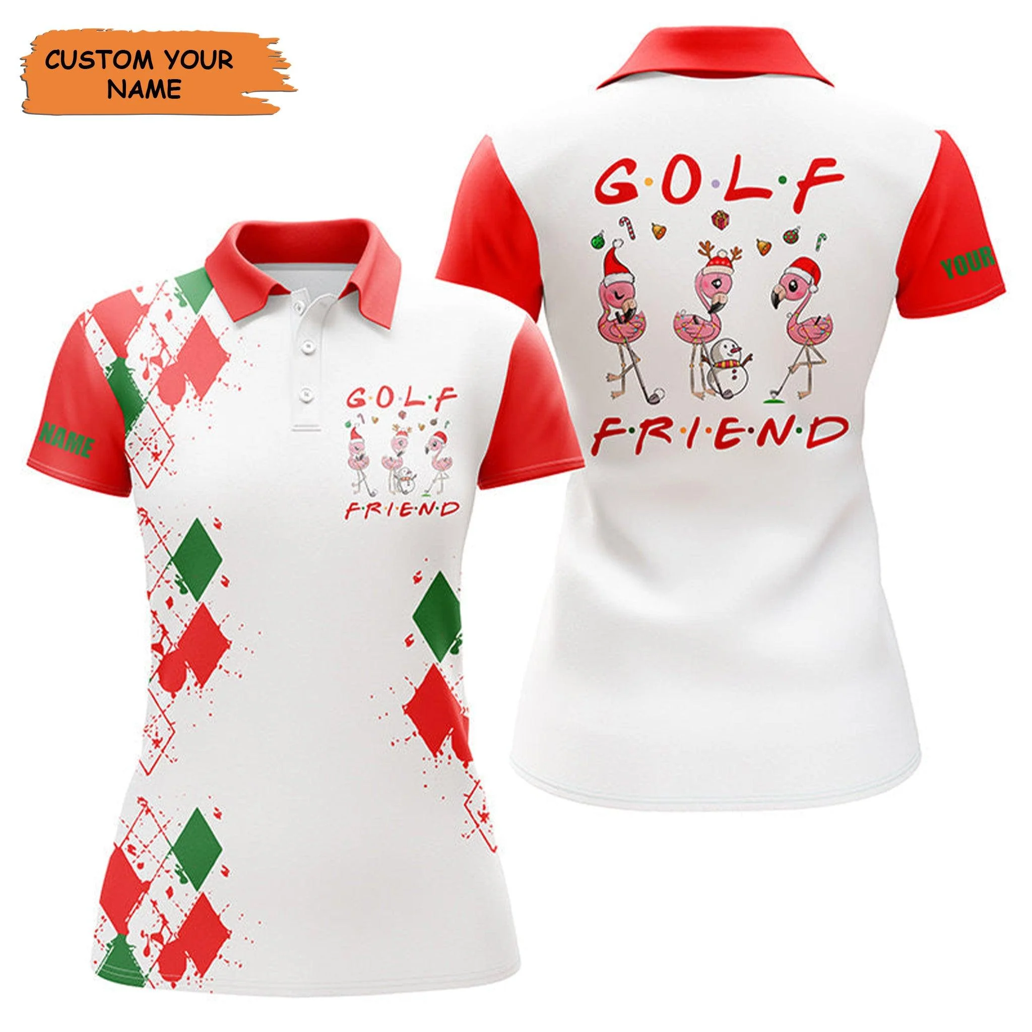 Customized Name Golf Women Polo Shirts, Personalized Flamingo Golf Friend Christmas Polo Shirts - Perfect Gift For Golf Lovers, Golfers