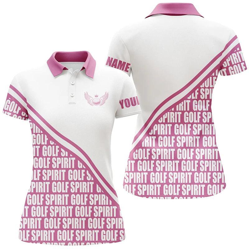 Customized Name Golf Women Polo Shirts, Personalized Golf Spirit Pink Pattern Golf Shirts For Ladies - Perfect Gift For Golfers, Golf Lovers - Image 2