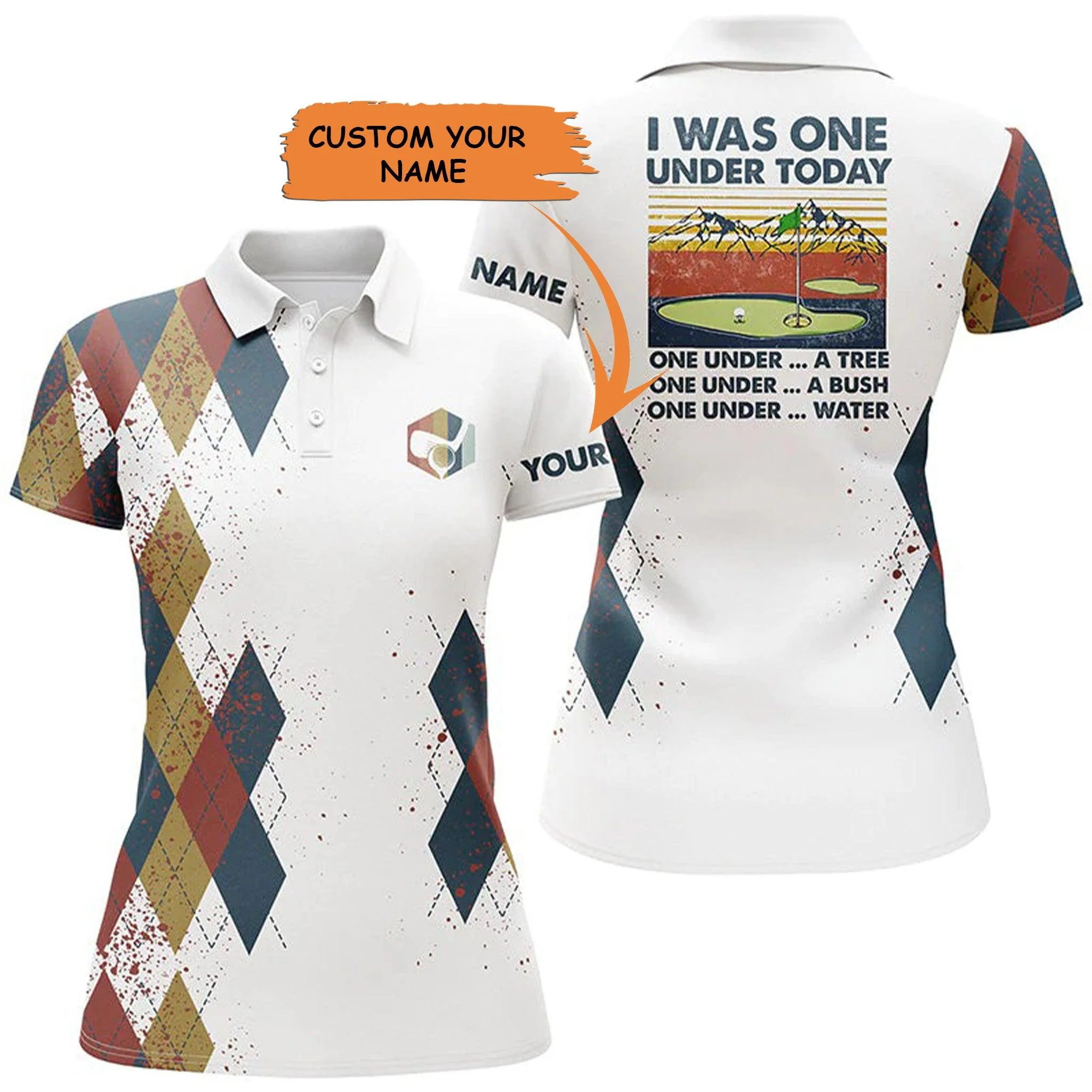 Customized Name Golf Women Polo Shirts, Personalized I Was One Under Today, One Under A Tree, Bush And Water - Perfect Gift For Golfers, Golf Lovers